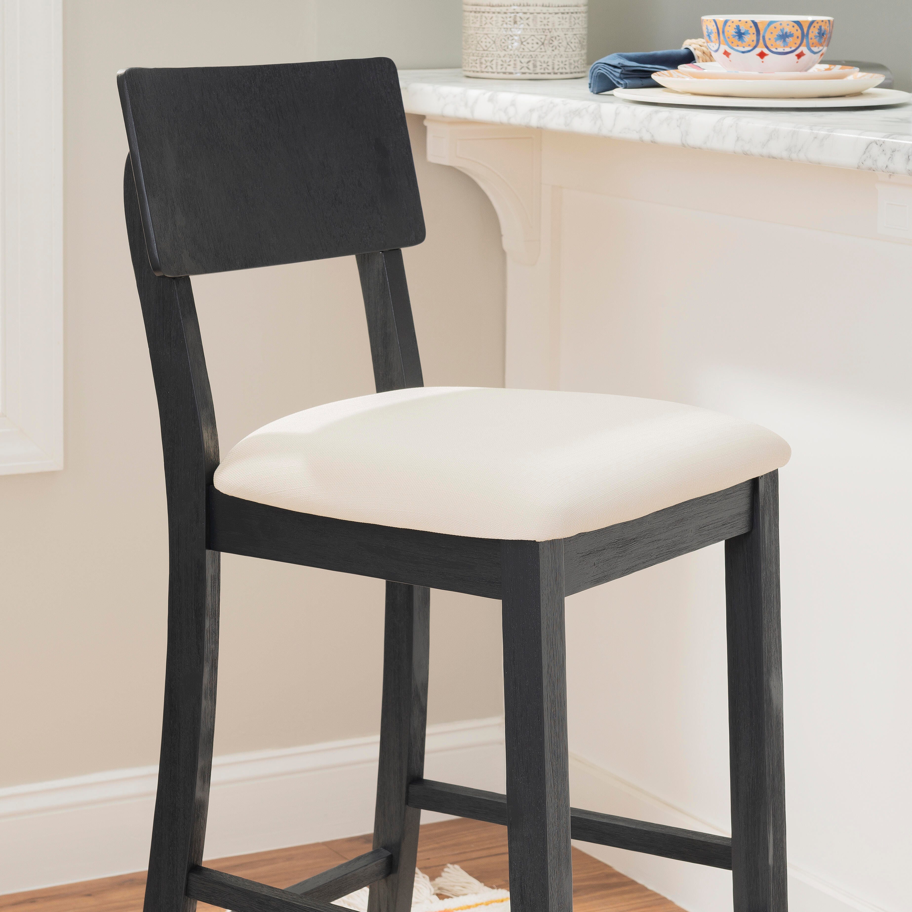 Linon Jocey Barstool, Black, large