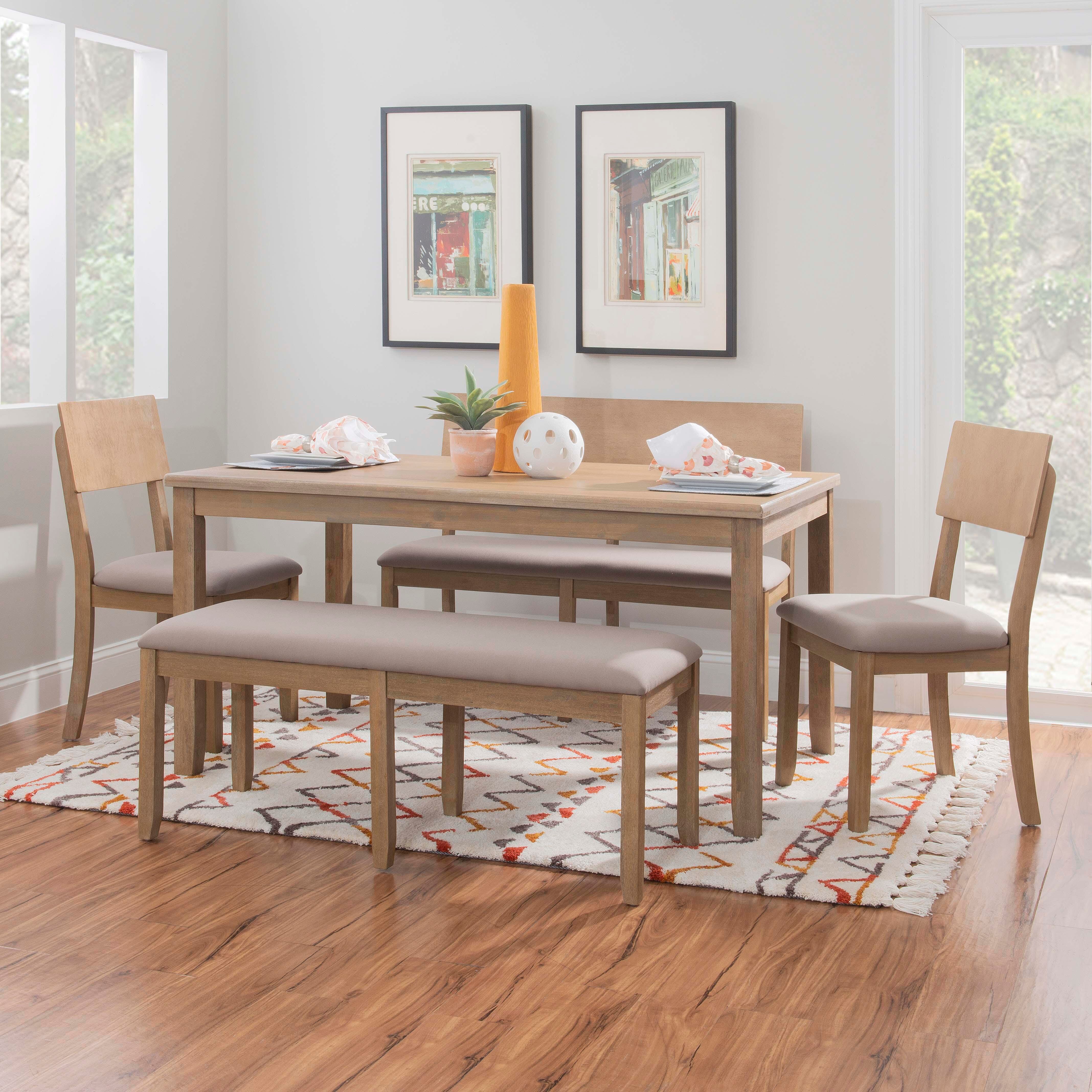 Linon Jocey Dining Table, Graywash, large