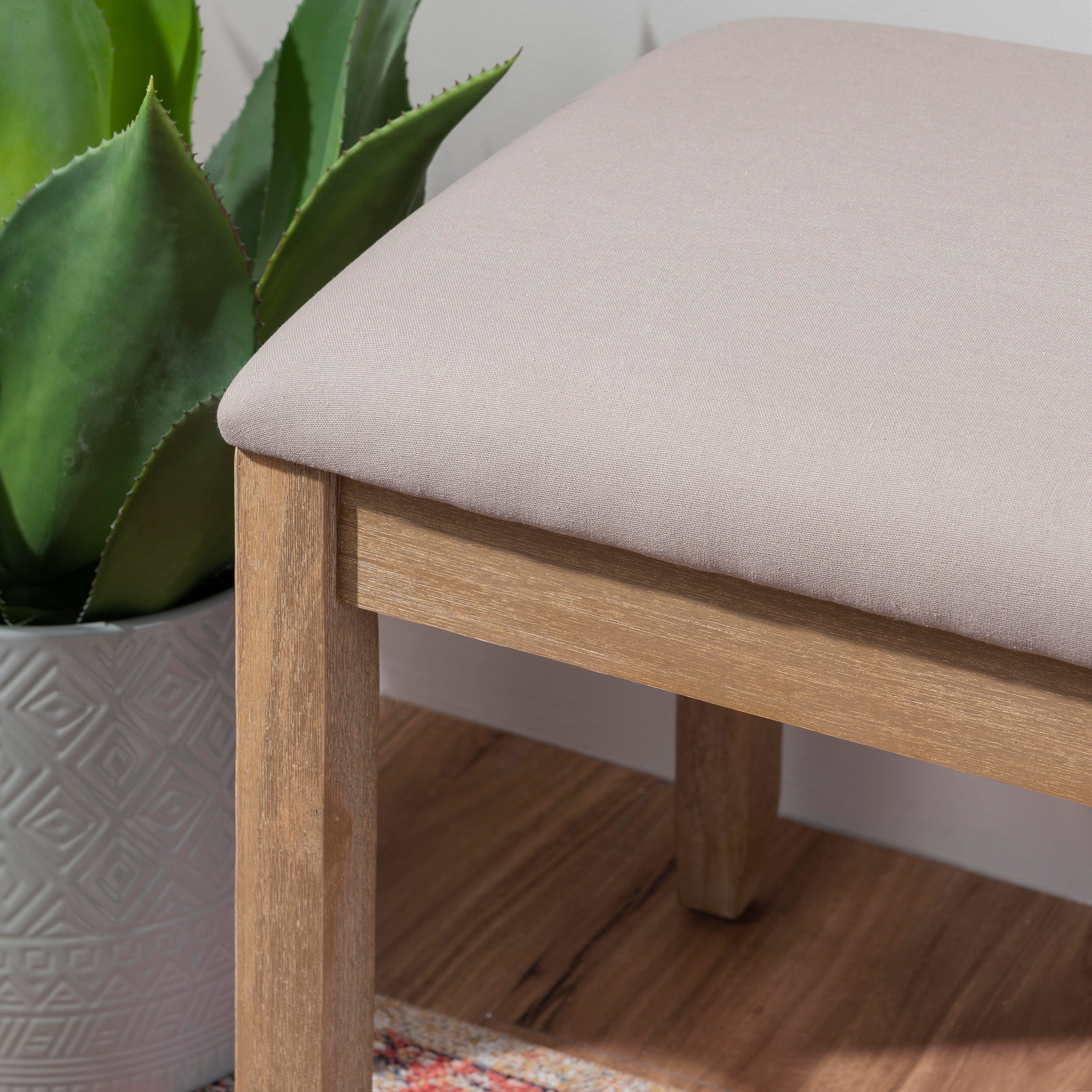 Linon Jocey Backless Dining Bench, Graywash, large