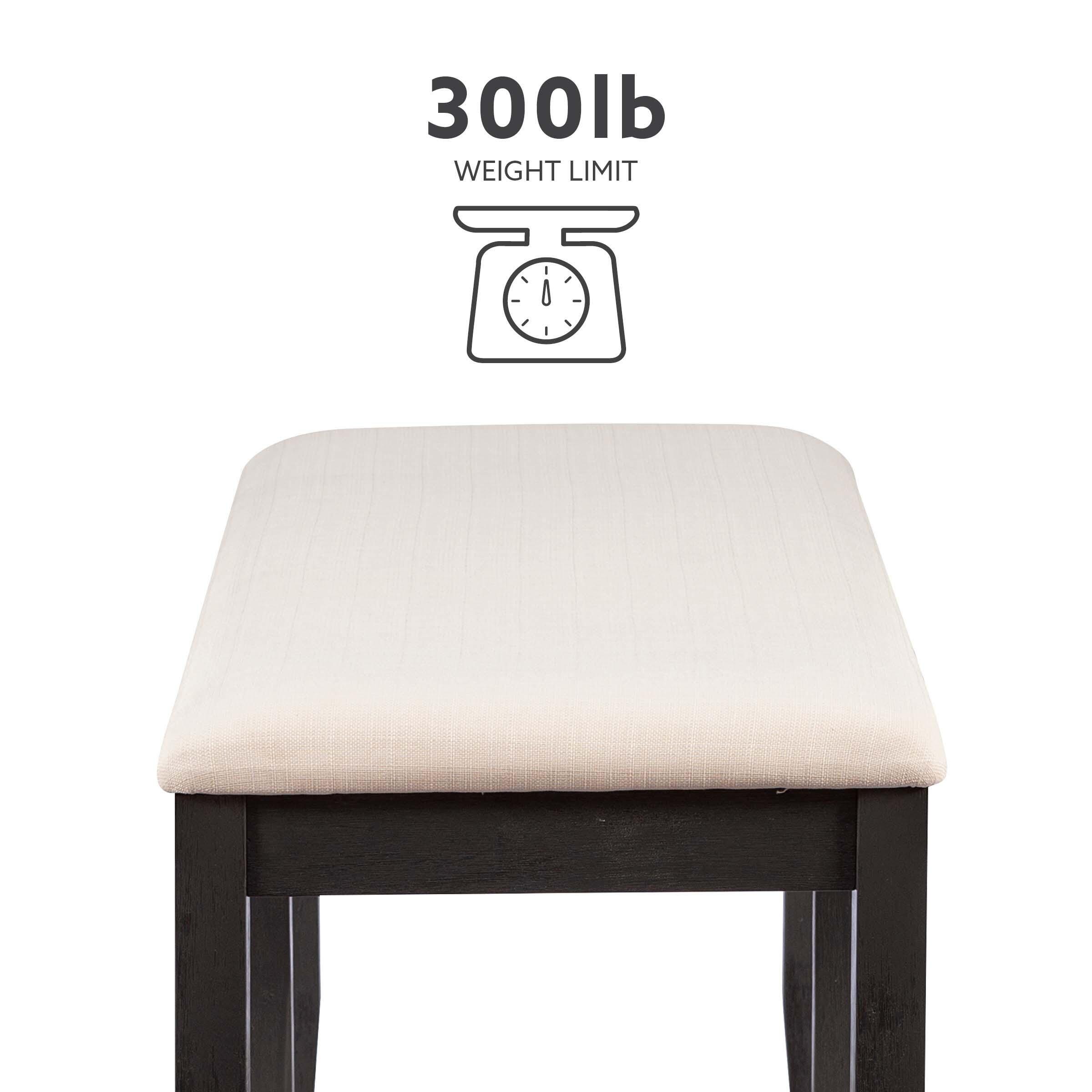Linon Jocey Backless Dining Bench, Black, large