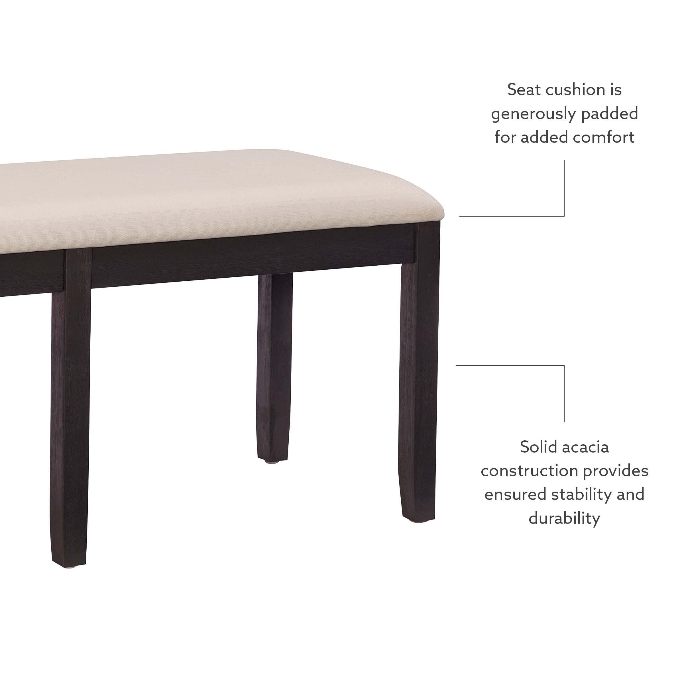 Linon Jocey Backless Dining Bench, Black, large