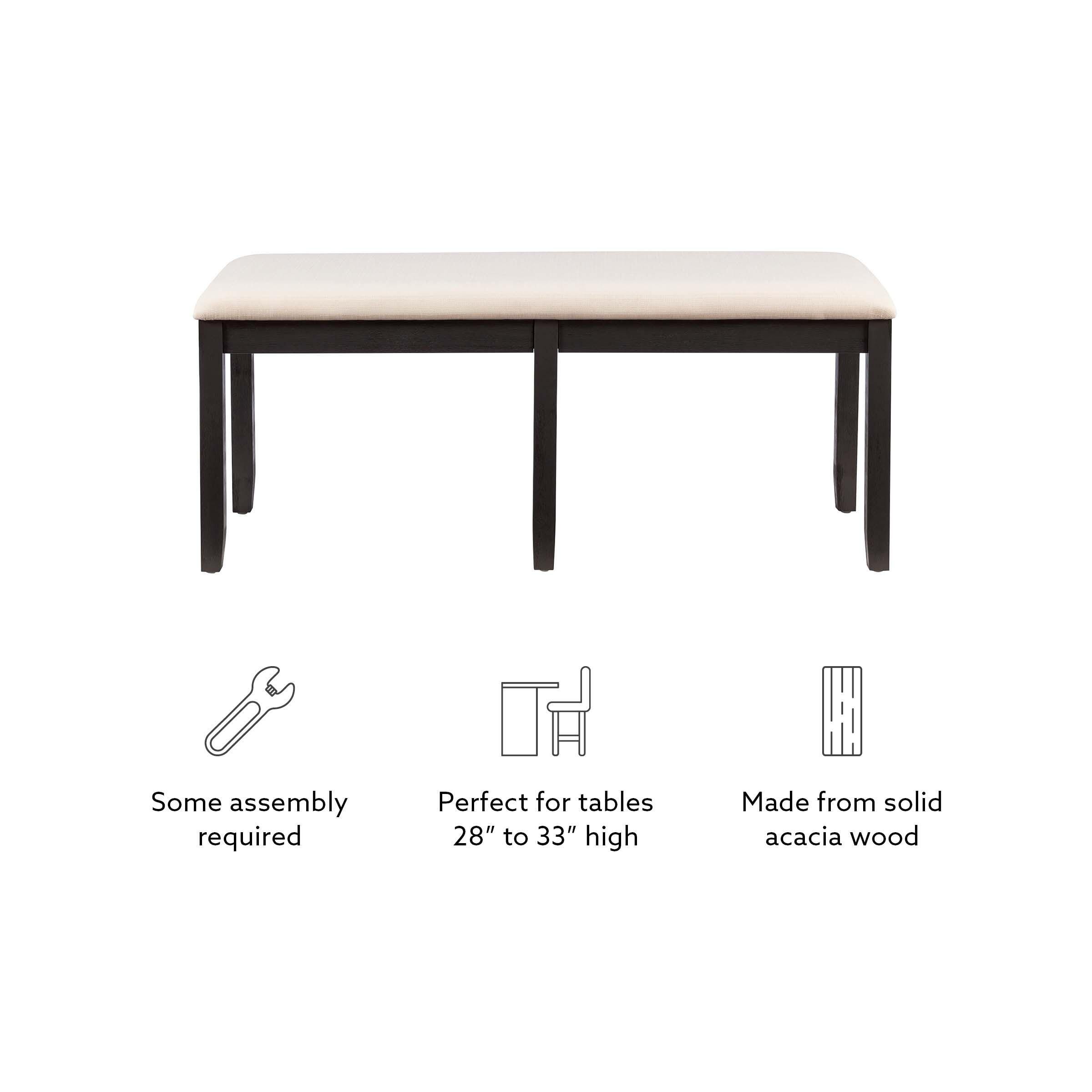 Linon Jocey Backless Dining Bench, Black, large