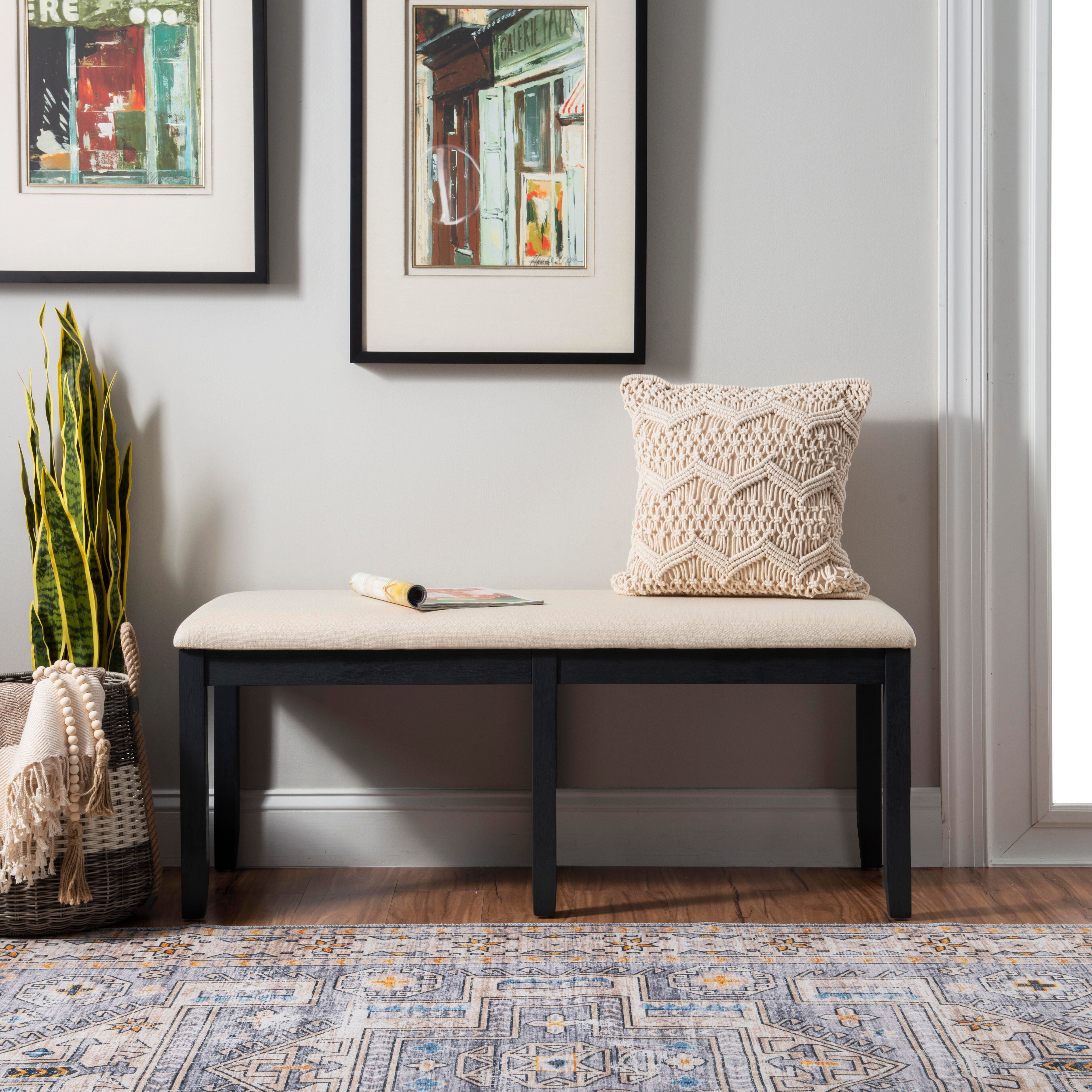 Linon Jocey Backless Dining Bench, Black, large