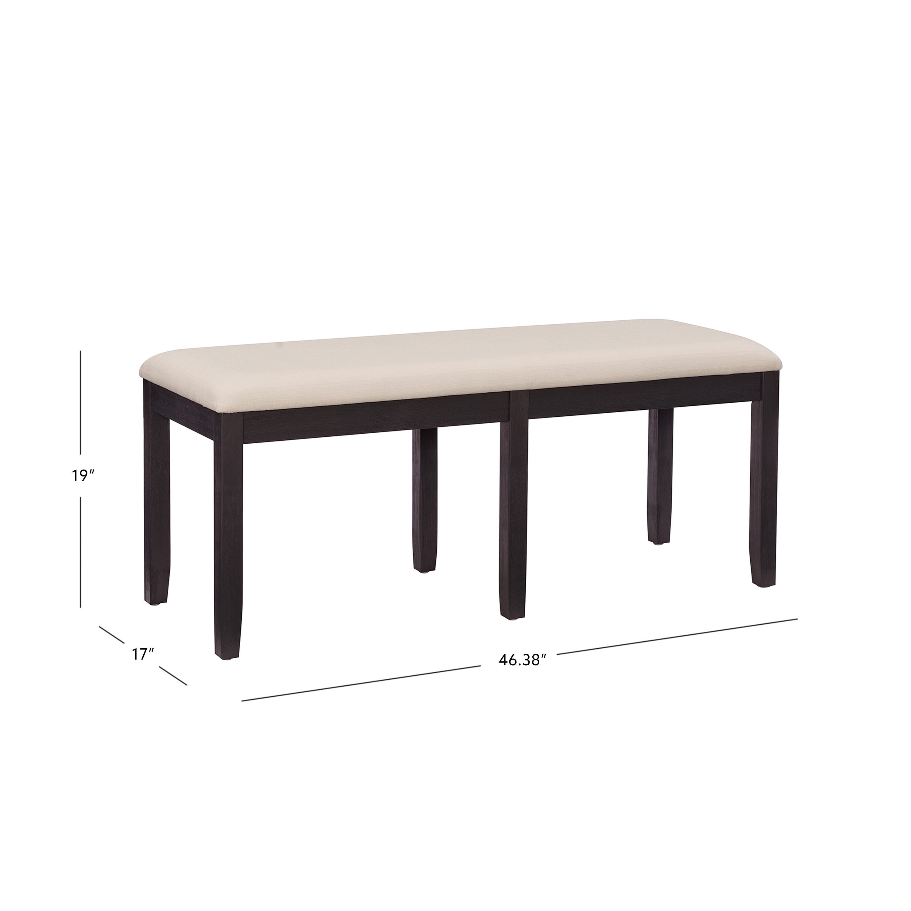 Linon Jocey Backless Dining Bench, Black, large