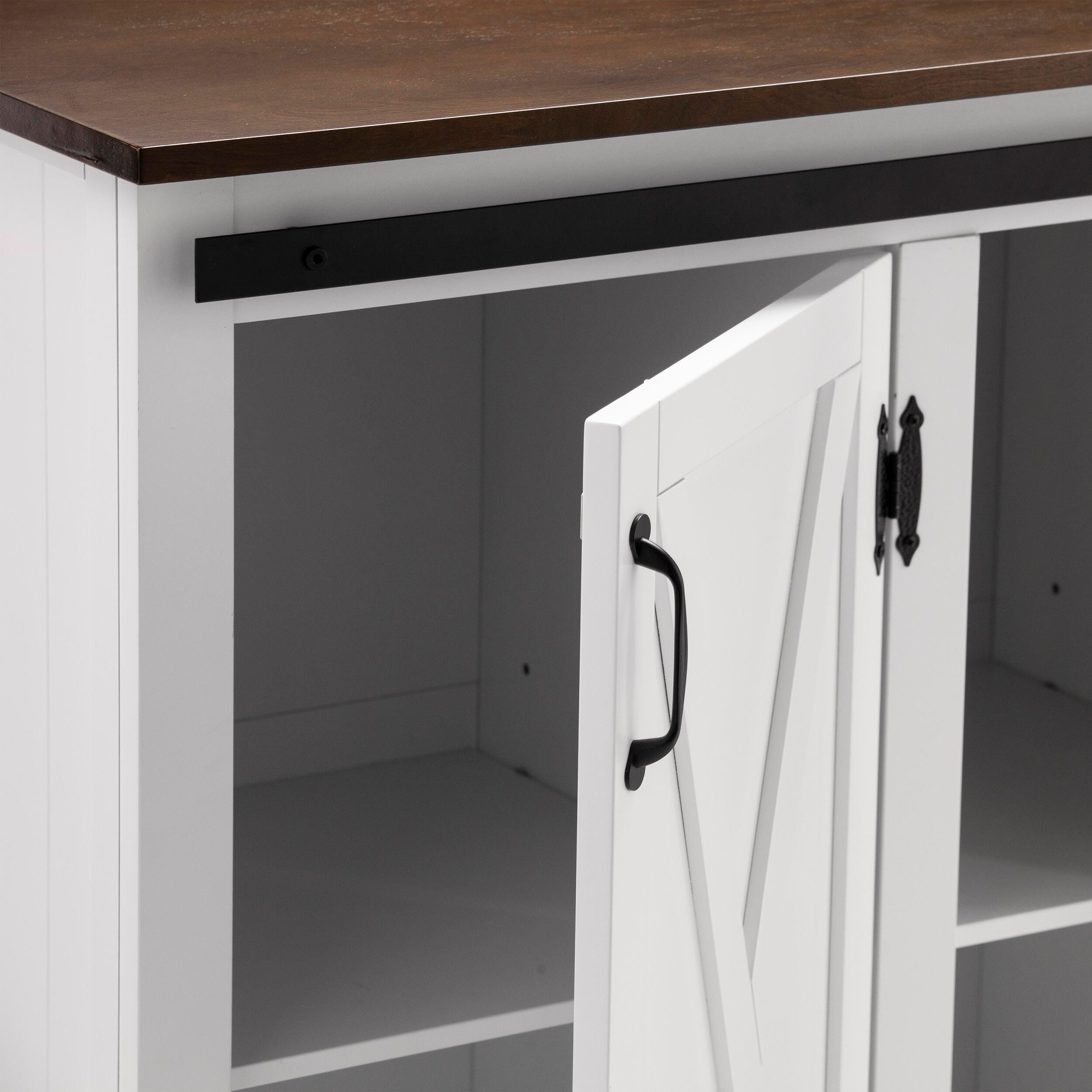 SEI Furniture Weaverdon Barn-Door Kitchen Island, , large
