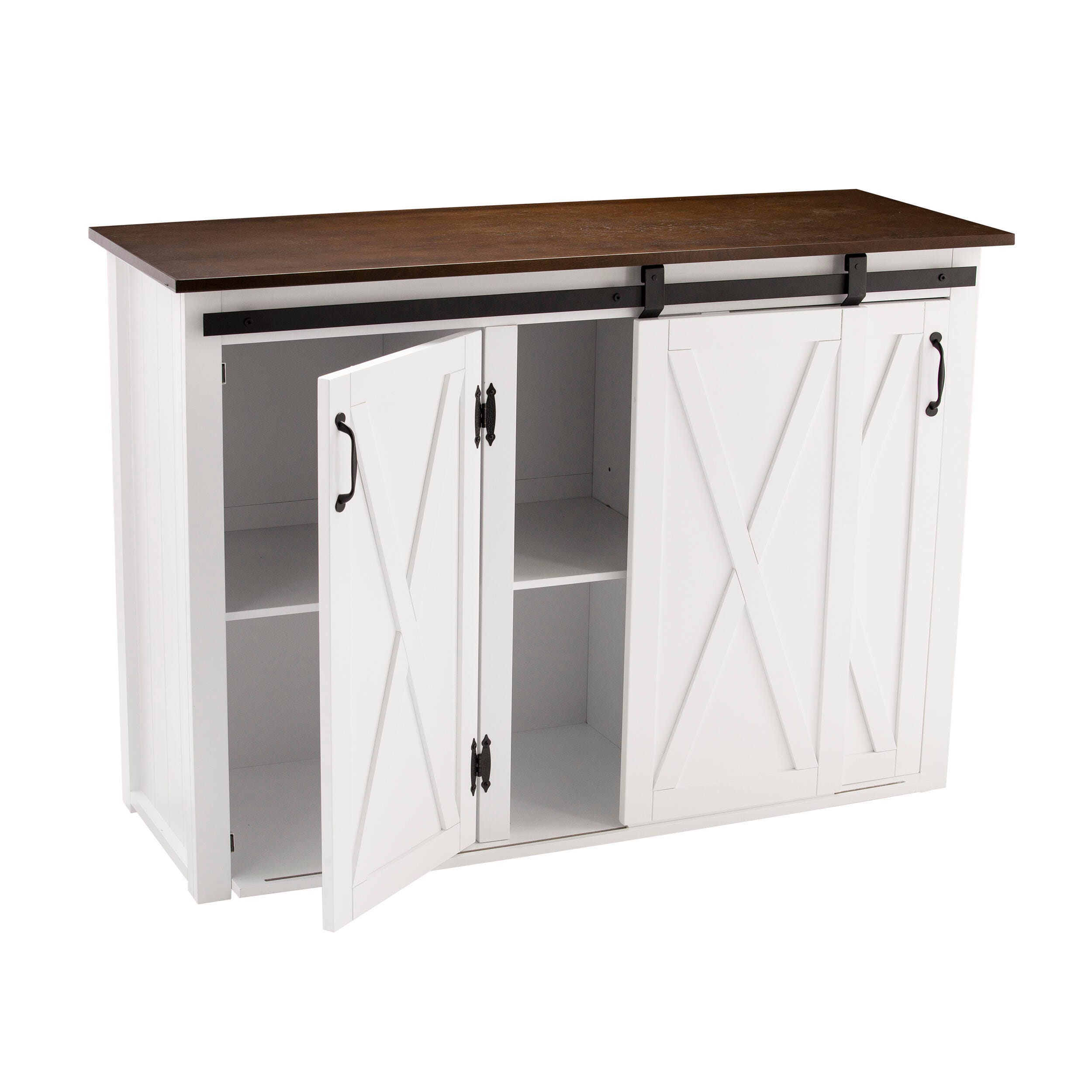 SEI Furniture Weaverdon Barn-Door Kitchen Island, , large