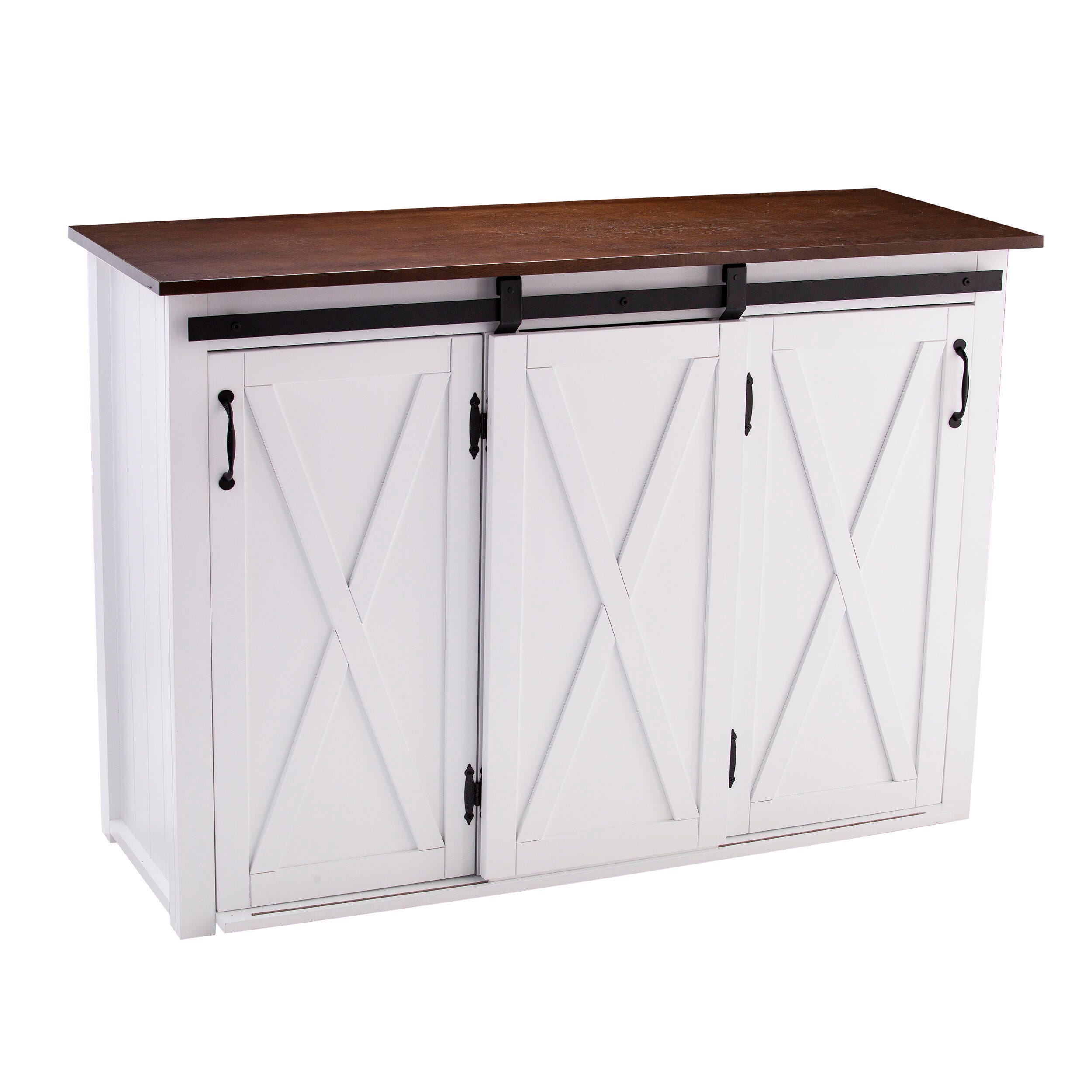 SEI Furniture Weaverdon Barn-Door Kitchen Island, , large