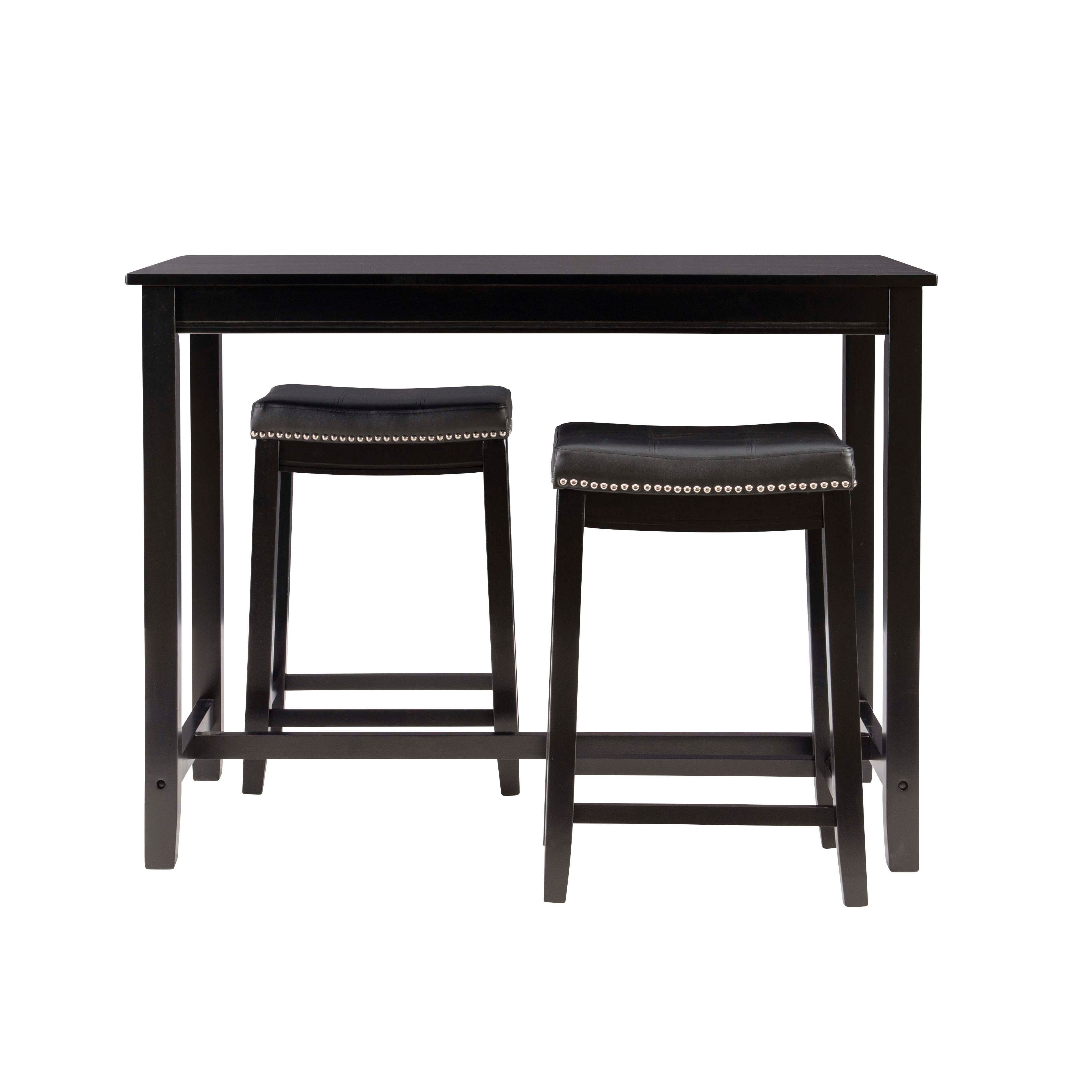 Linon Claridge Three Piece Counter Set, Black, large