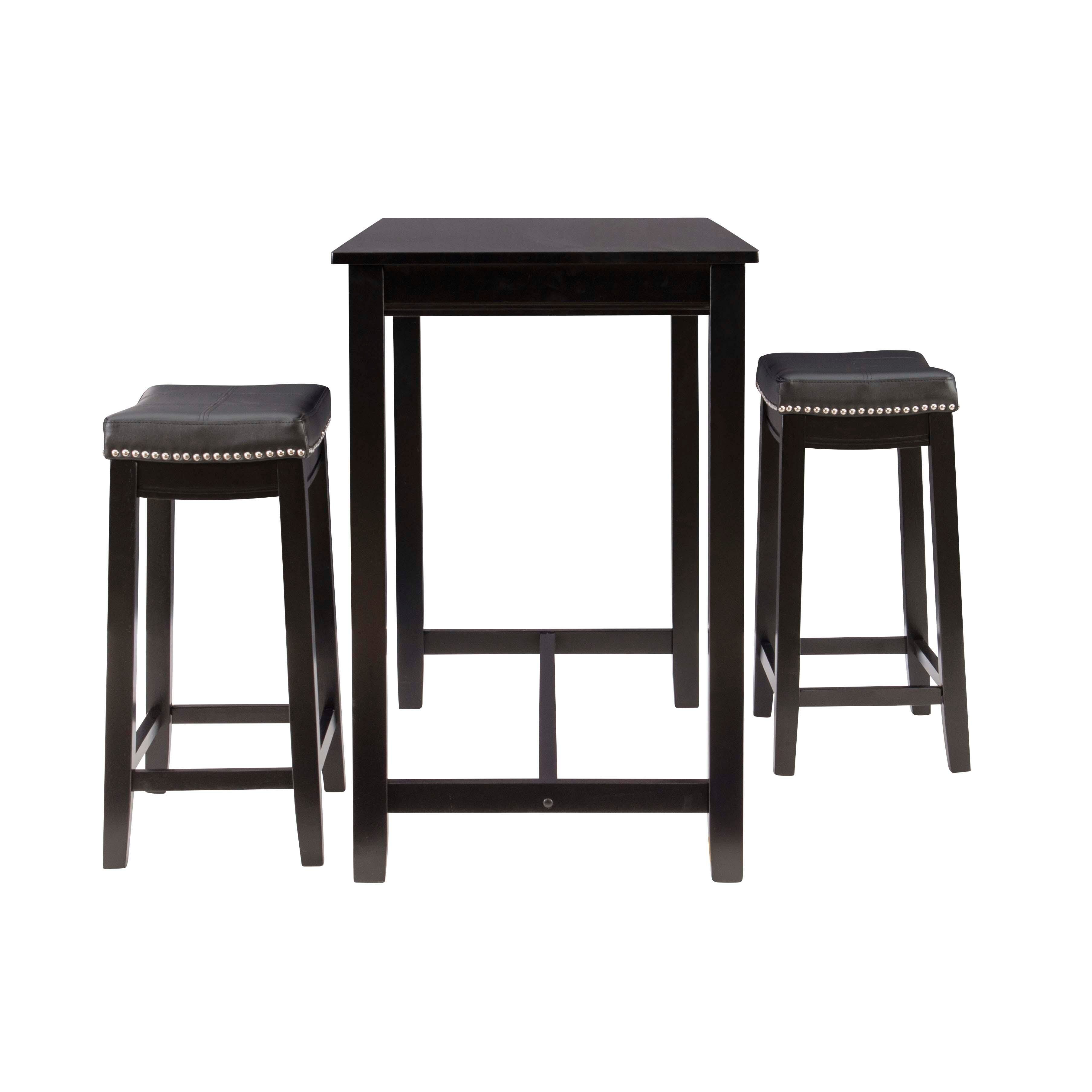 Linon Claridge Three Piece Counter Set, Black, large
