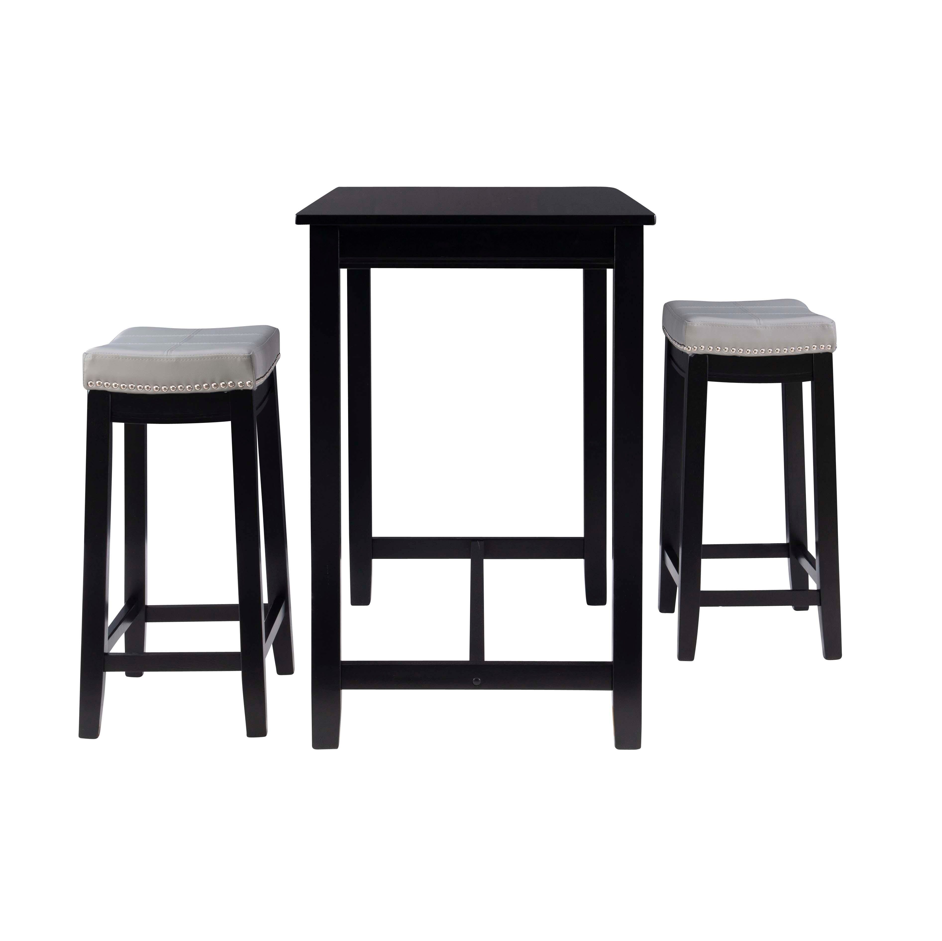 Linon Claridge Three Piece Counter Set, Gray, large