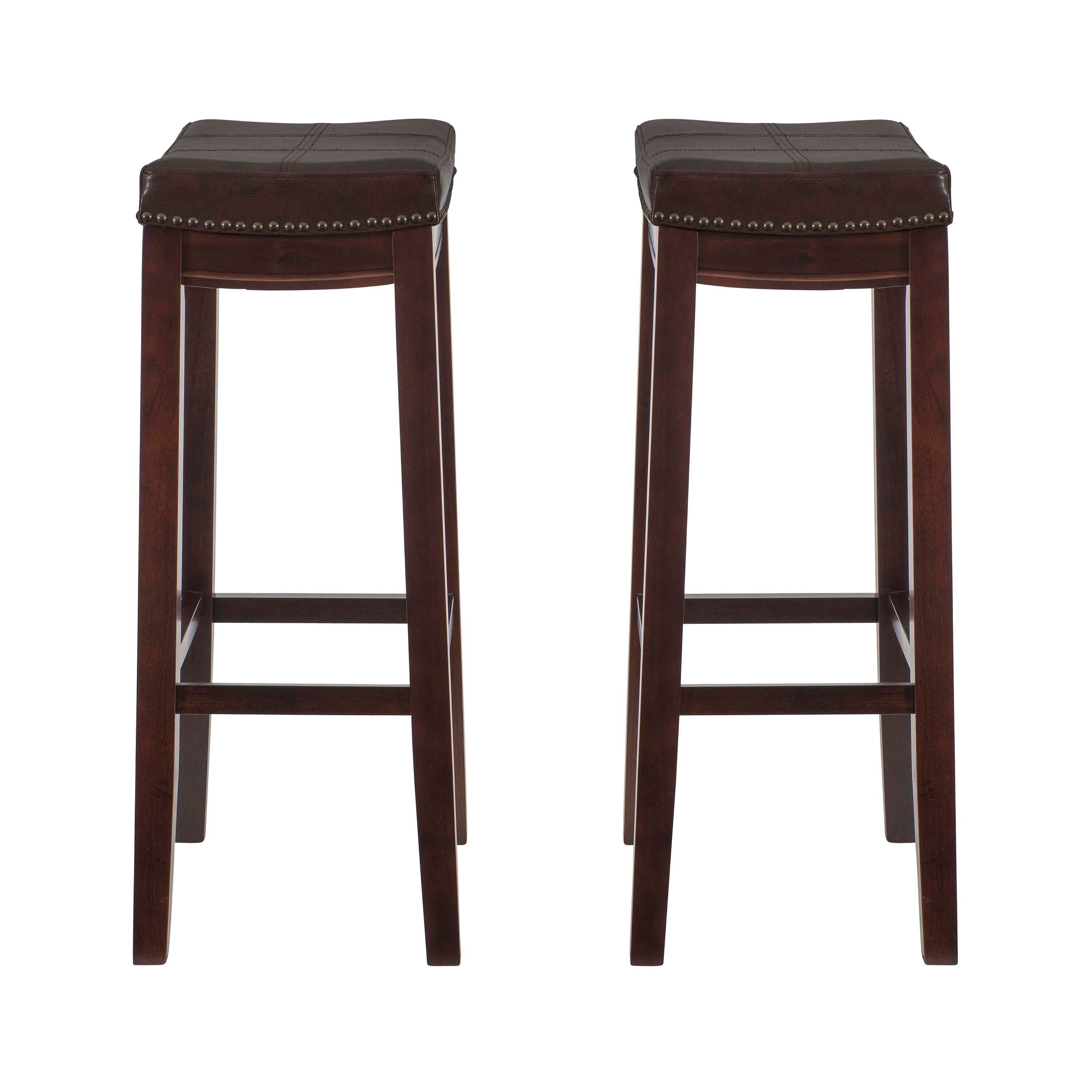 Linon Claridge Bar Stools (Set of2), Black/Brown, large