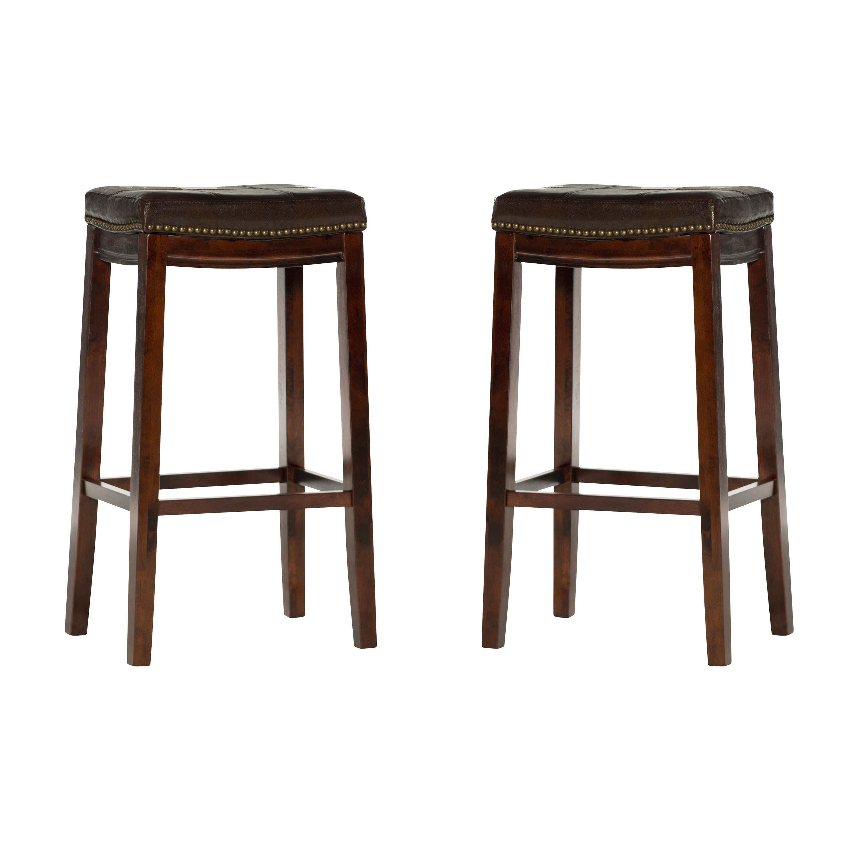 Linon Claridge Bar Stools (Set of2), Black/Brown, large