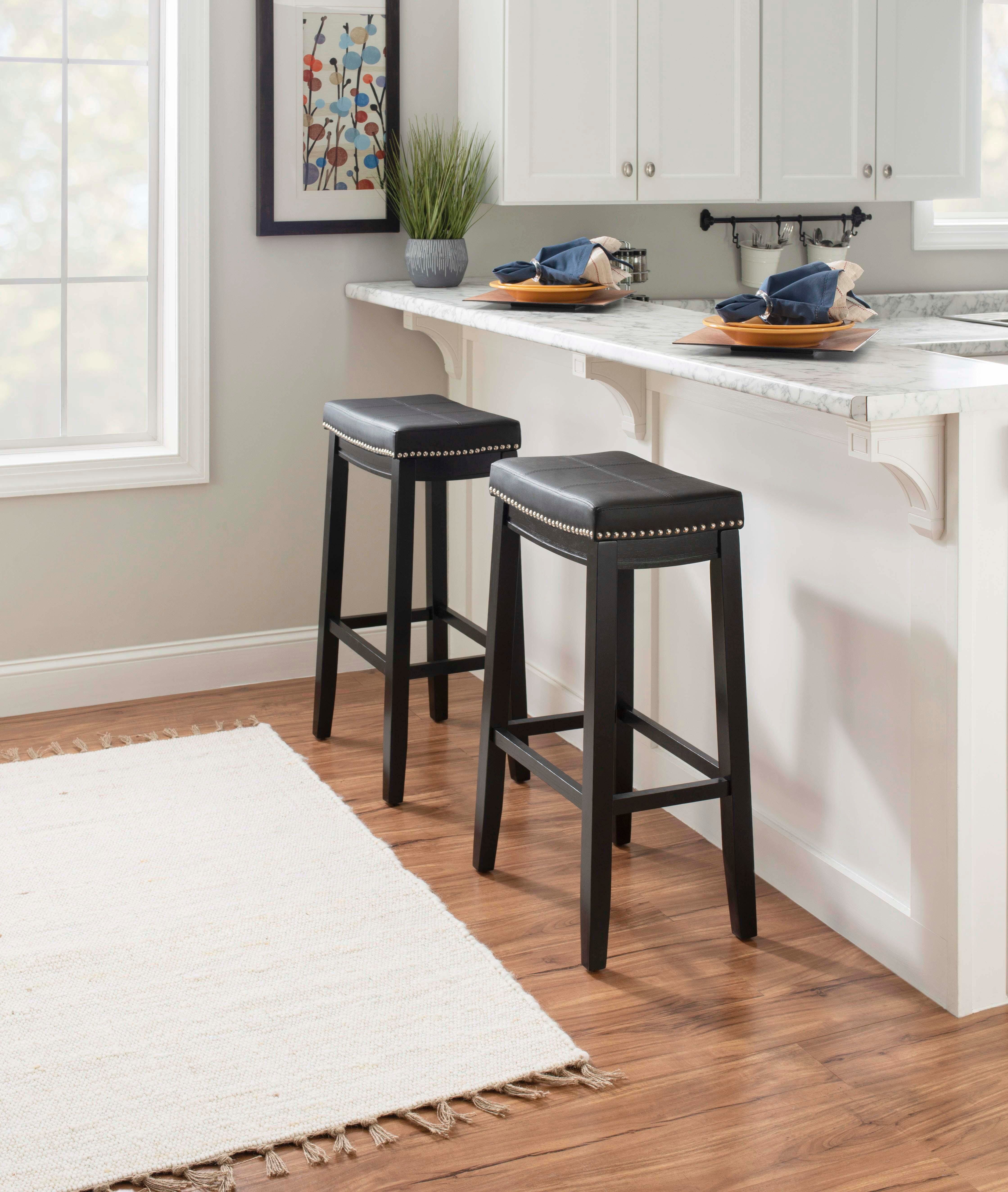 Linon Claridge Bar Stools (Set of2), Black, large