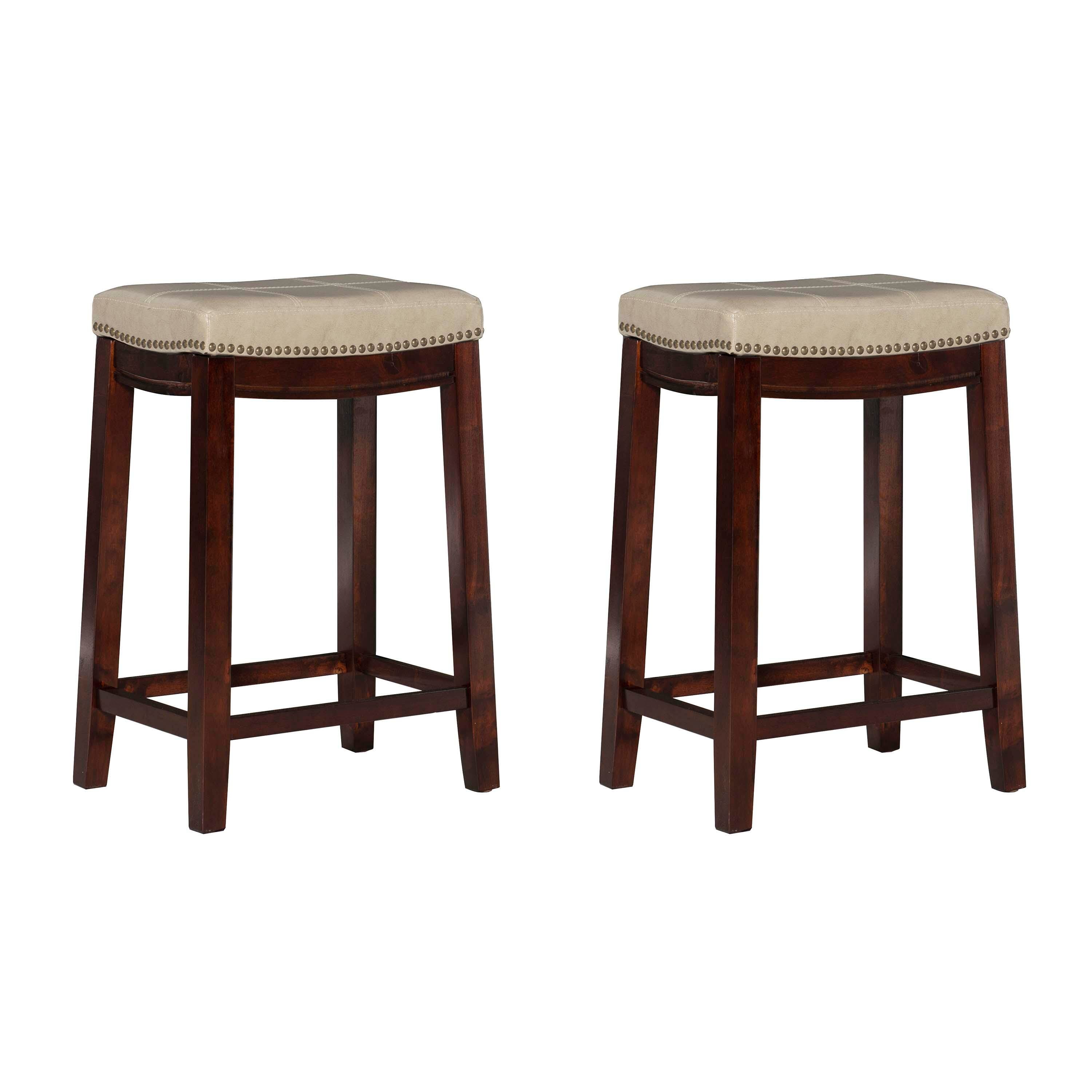Linon Claridge Counter Stools (Set of2), Tan/Brown, large