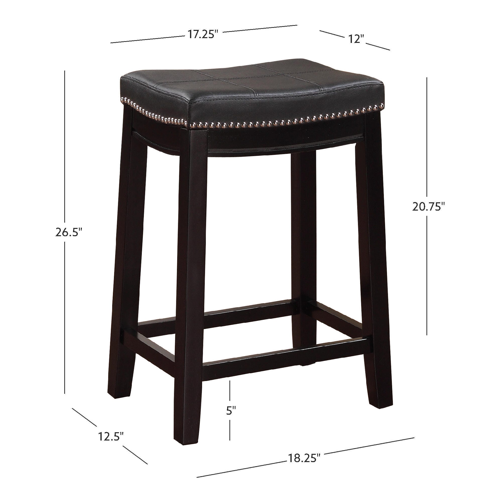Linon Claridge Counter Stools (Set of2), Black, large