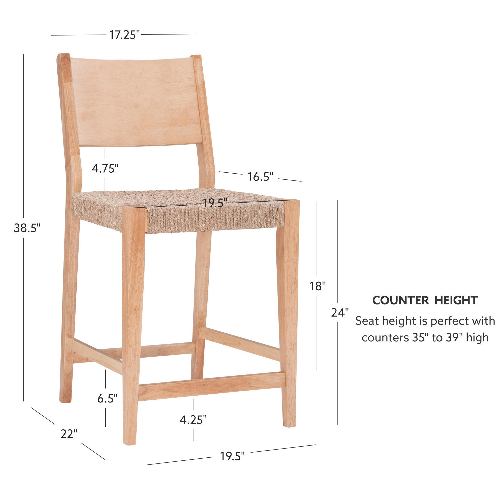 Linon Farren Counter Stools (Set of 2), Natural, large