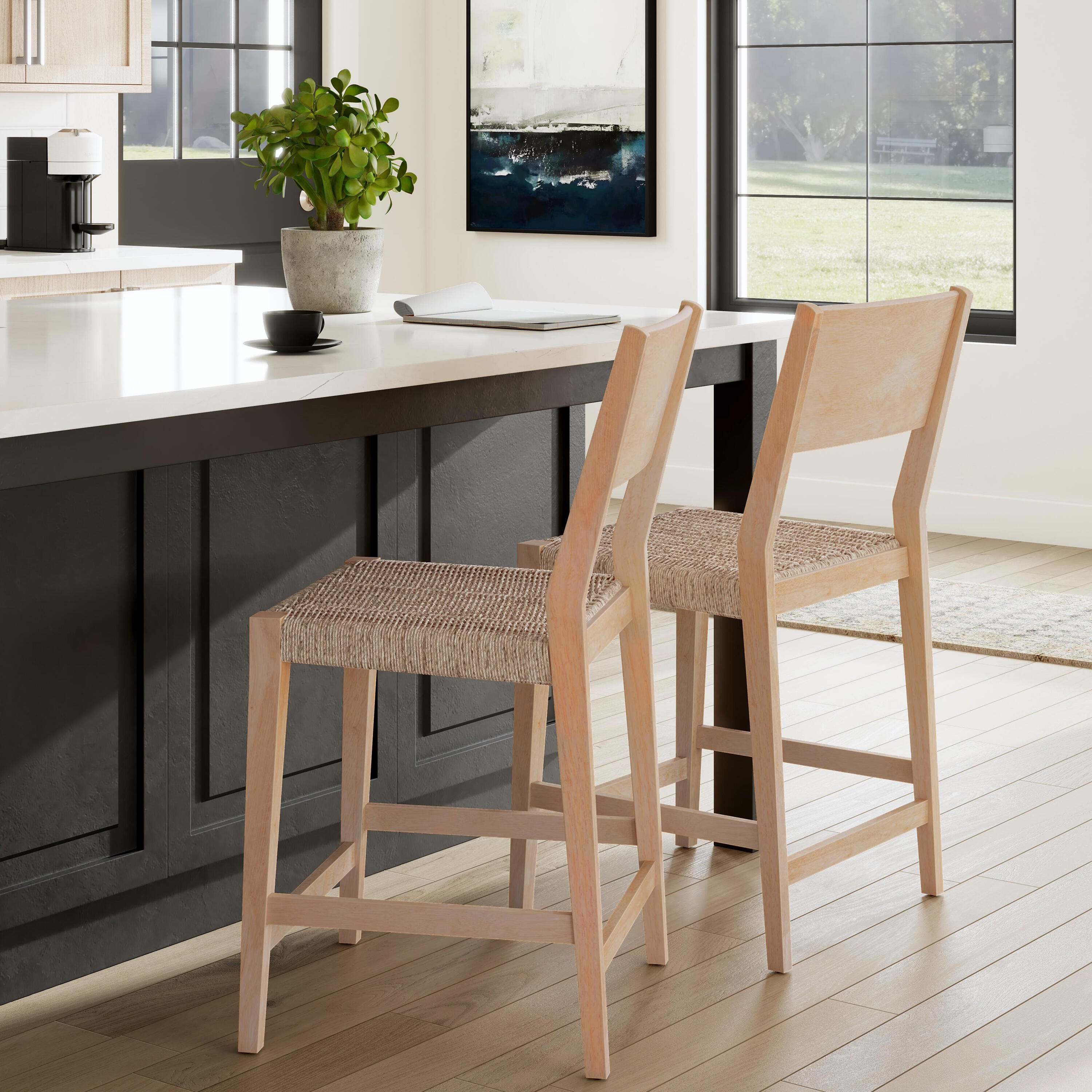 Linon Farren Counter Stools (Set of 2), Natural, large