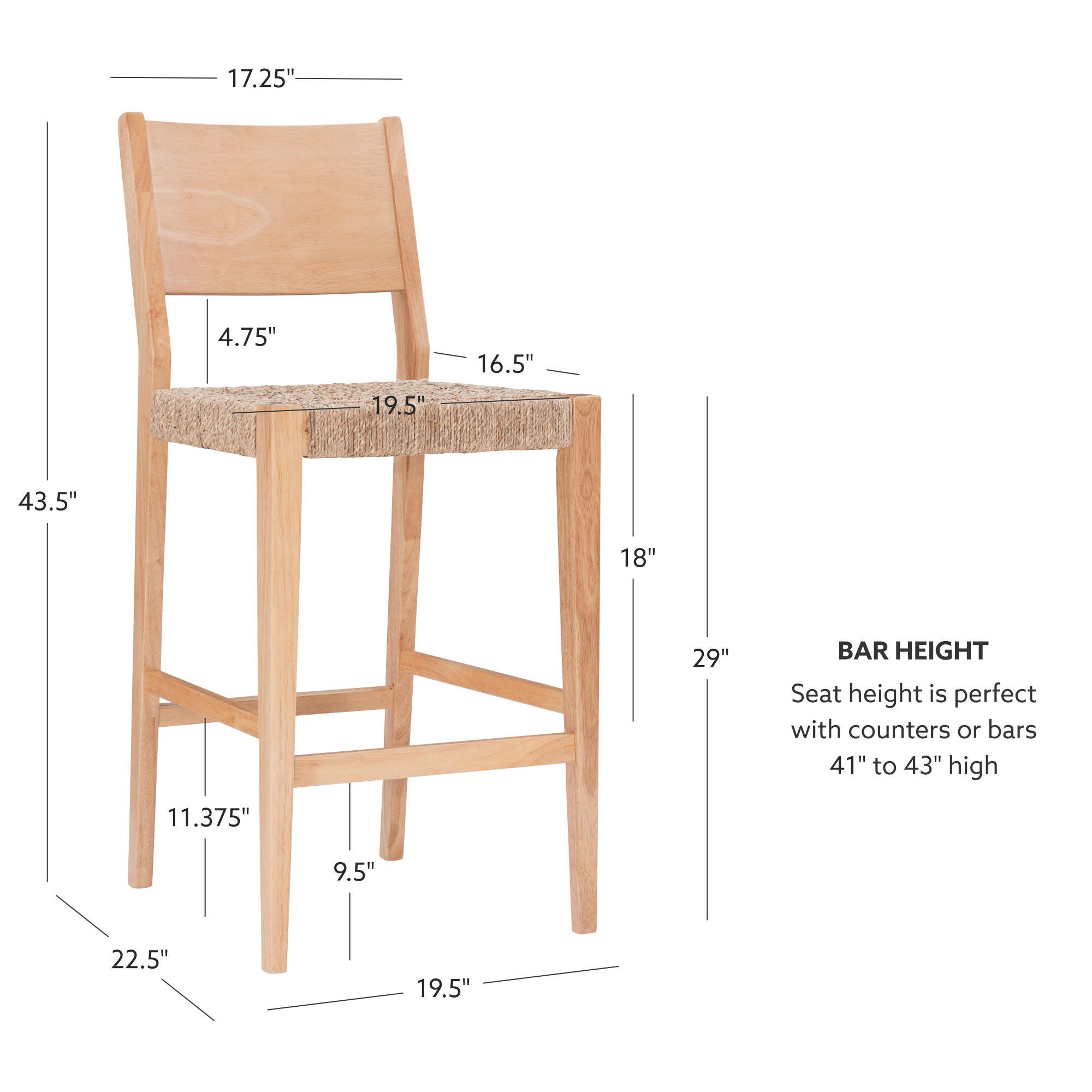 Linon Farren Barstools (Set of 2), Natural, large