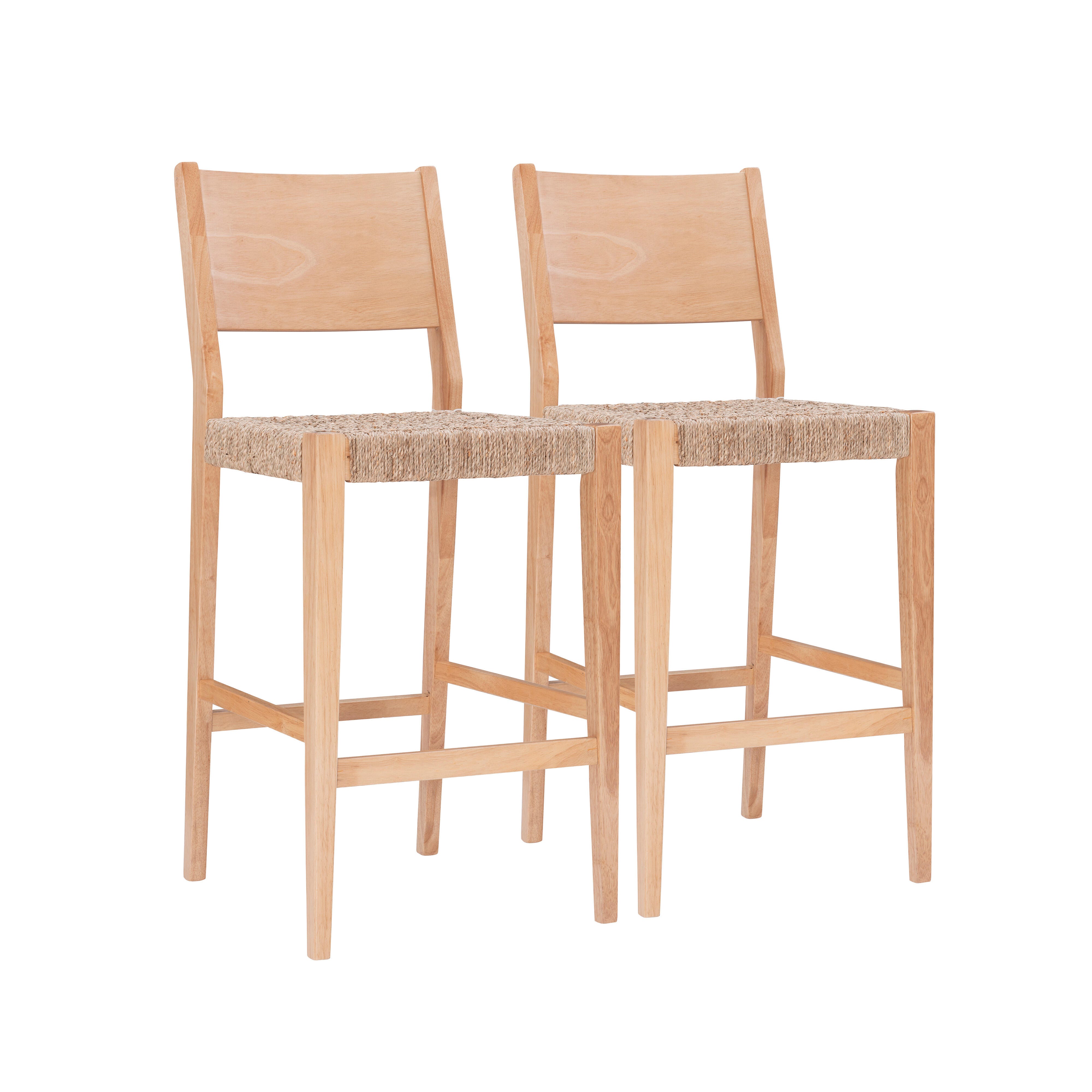 Linon Farren Barstools (Set of 2), Natural, large