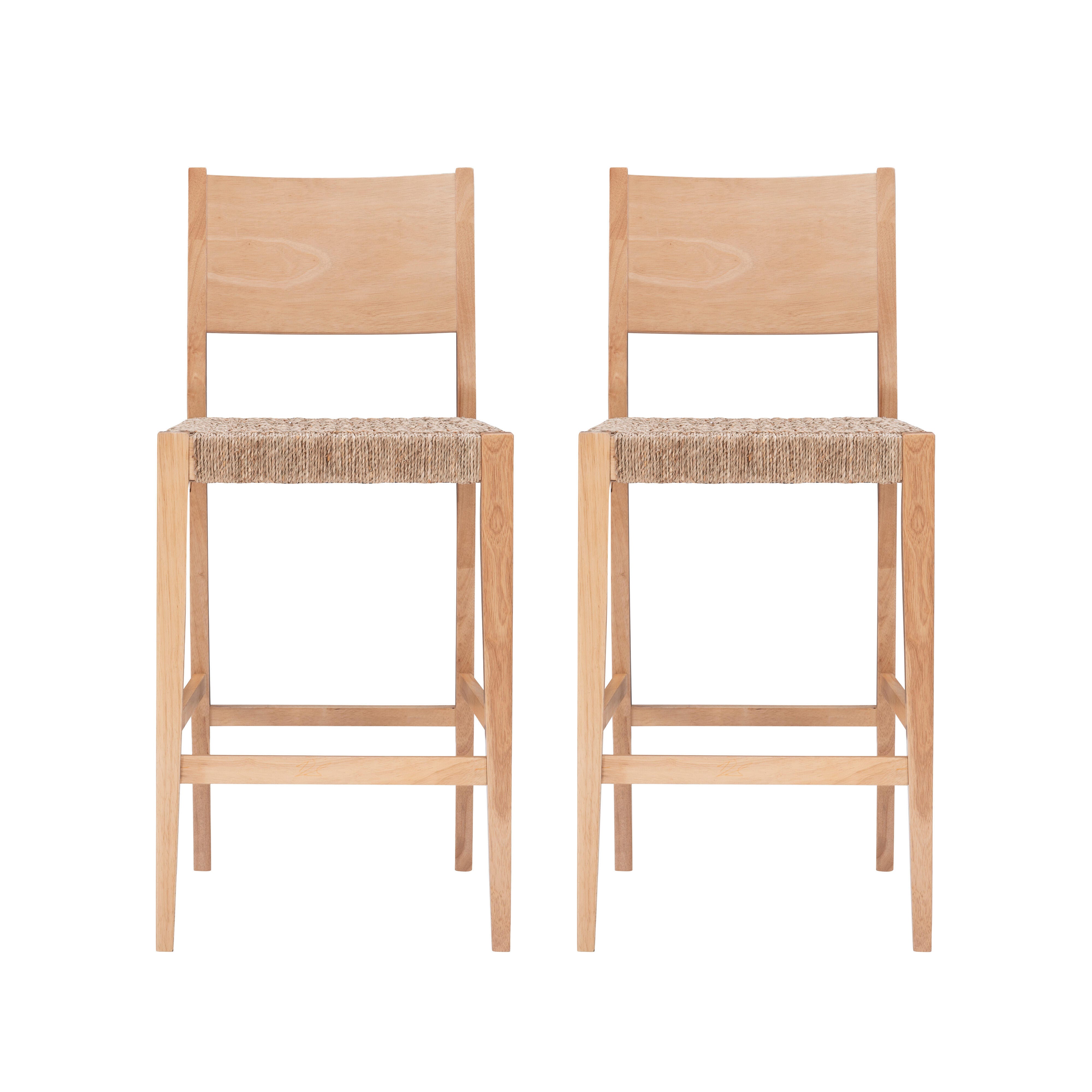 Linon Farren Barstools (Set of 2), Natural, large