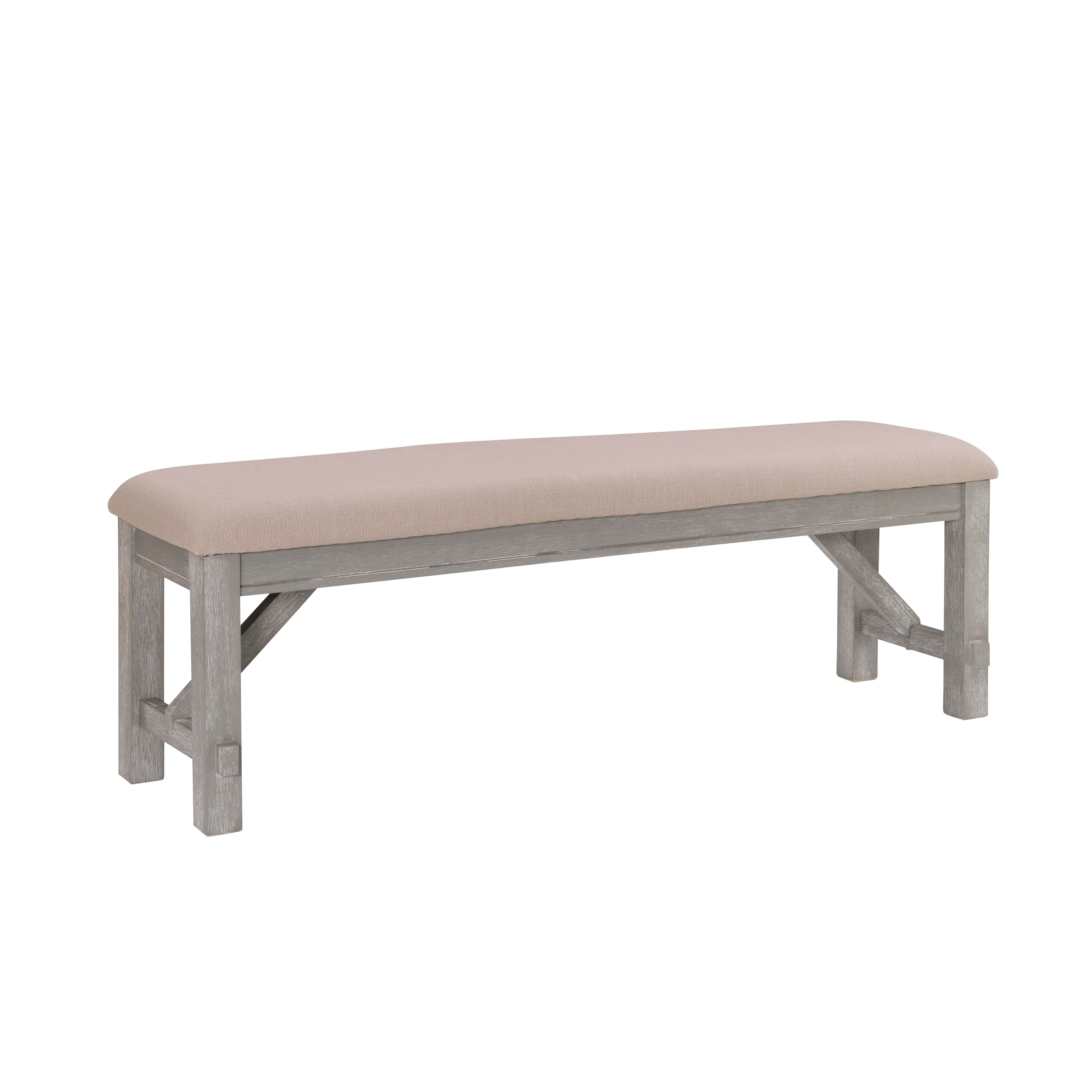 Linon Benton Dining Bench, Weathered Gray, large