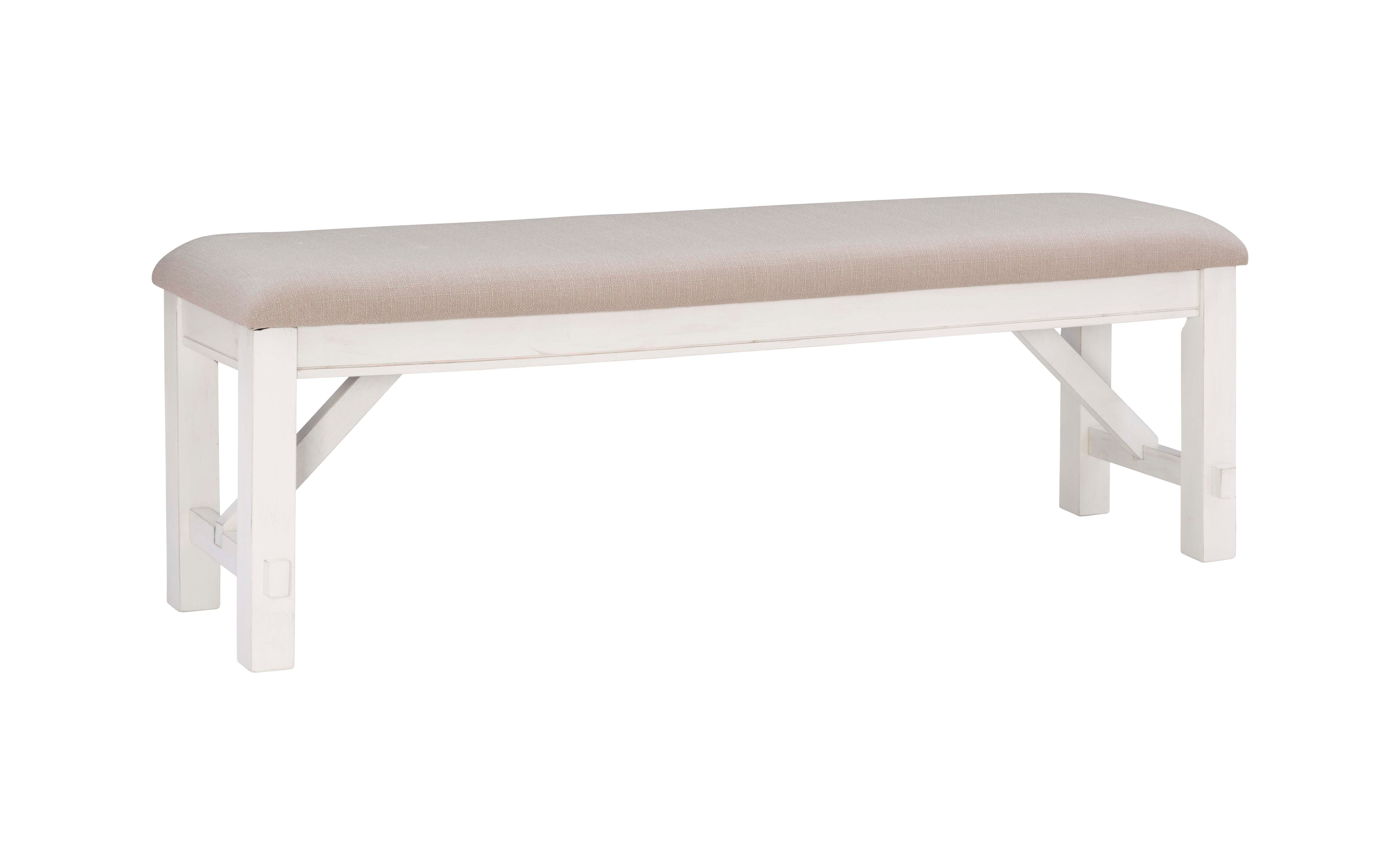 Linon Benton Dining Bench, Smokey White, large