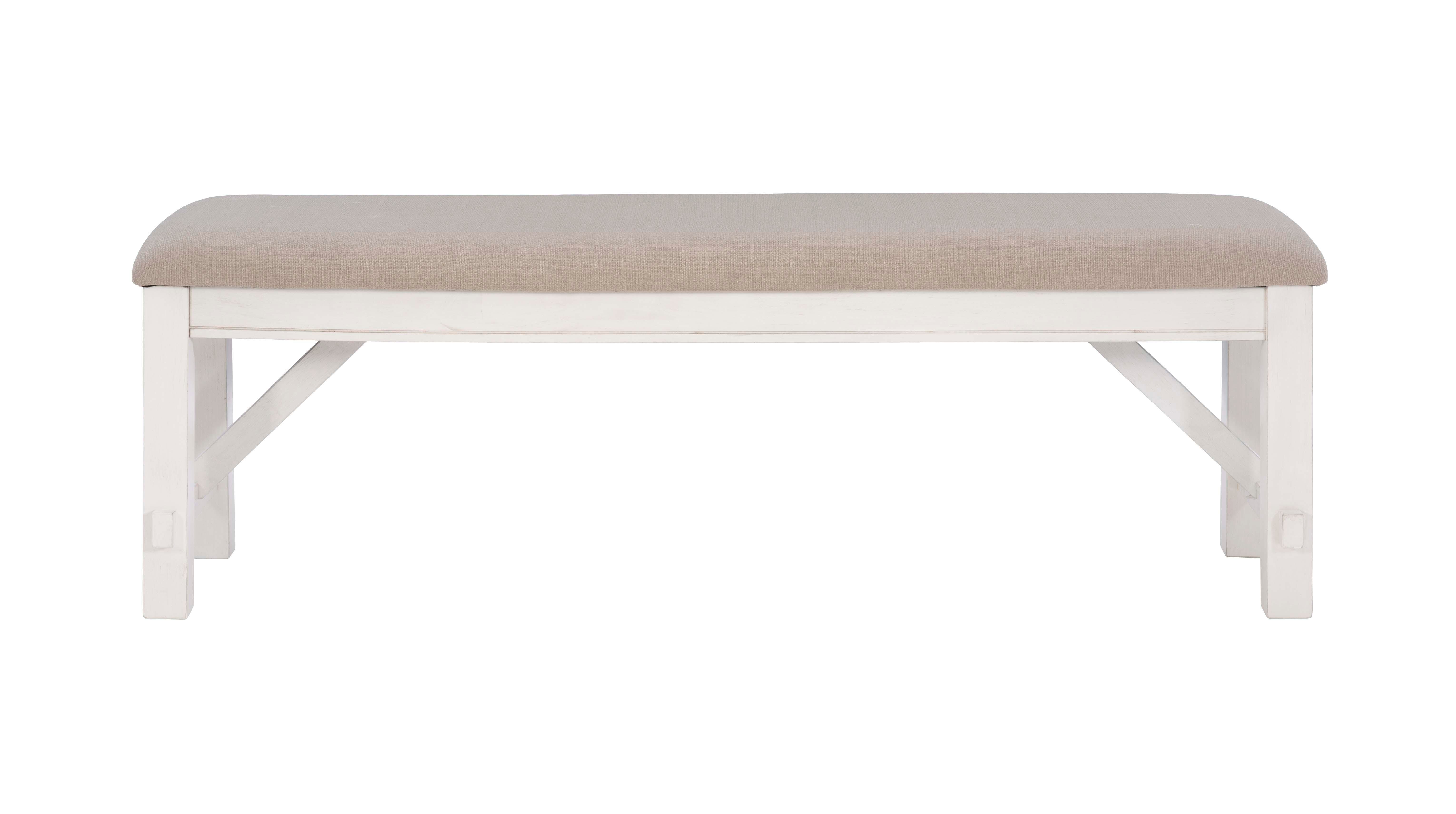 Linon Benton Dining Bench, Smokey White, large