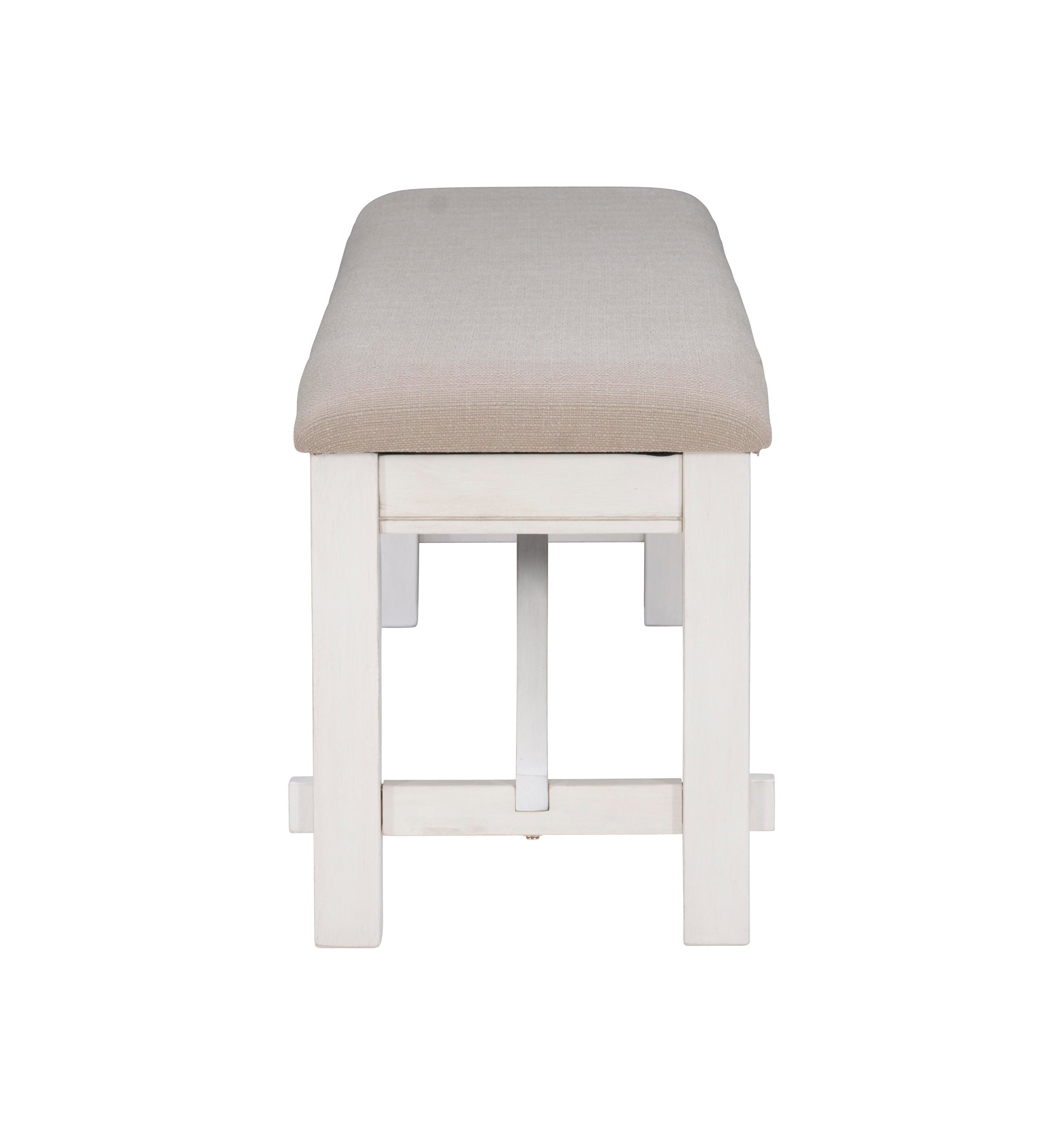 Linon Benton Dining Bench, Smokey White, large