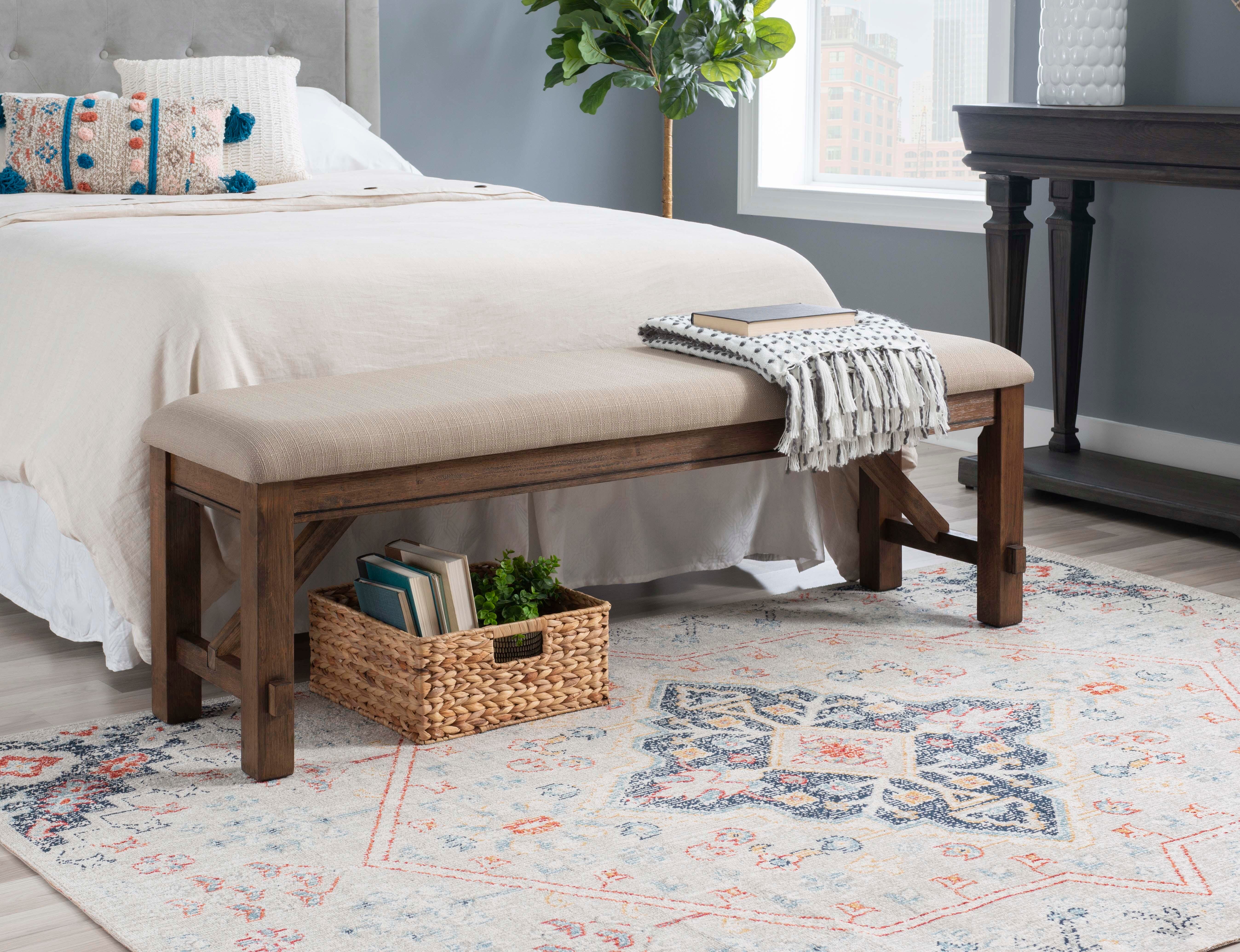 Linon Benton Dining Bench, Rustic Umber, large