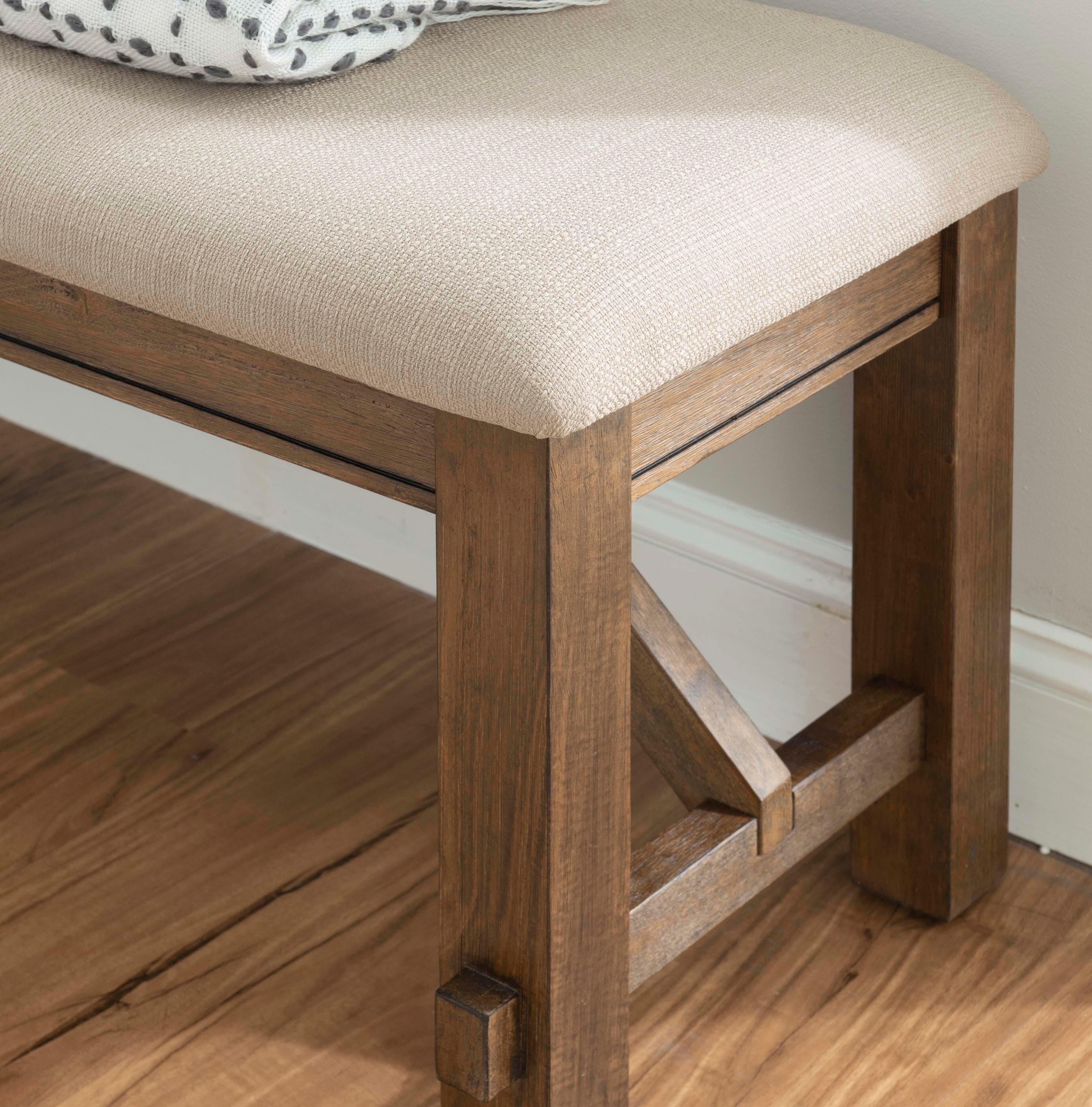 Linon Benton Dining Bench, Rustic Umber, large