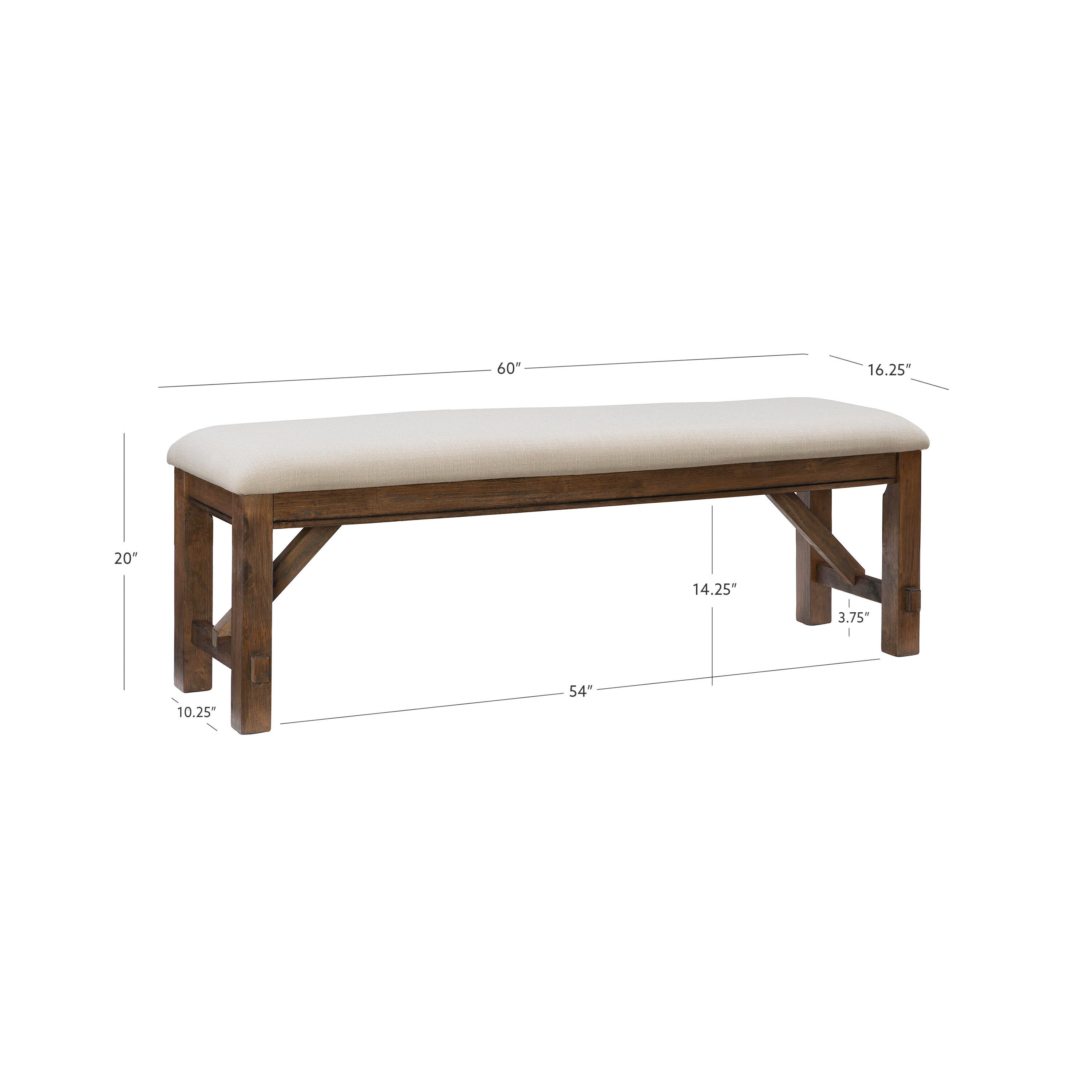 Linon Benton Dining Bench, Rustic Umber, large