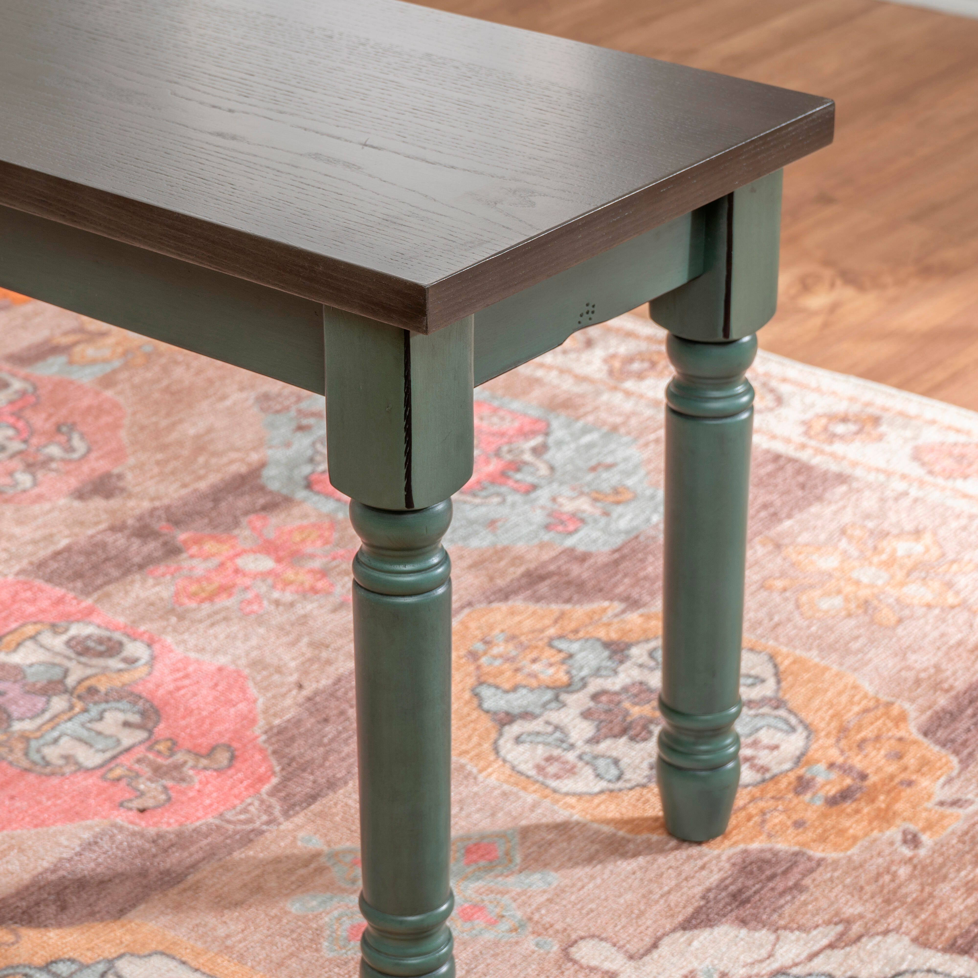 Linon Wesley Dining Bench, Teal Blue, large