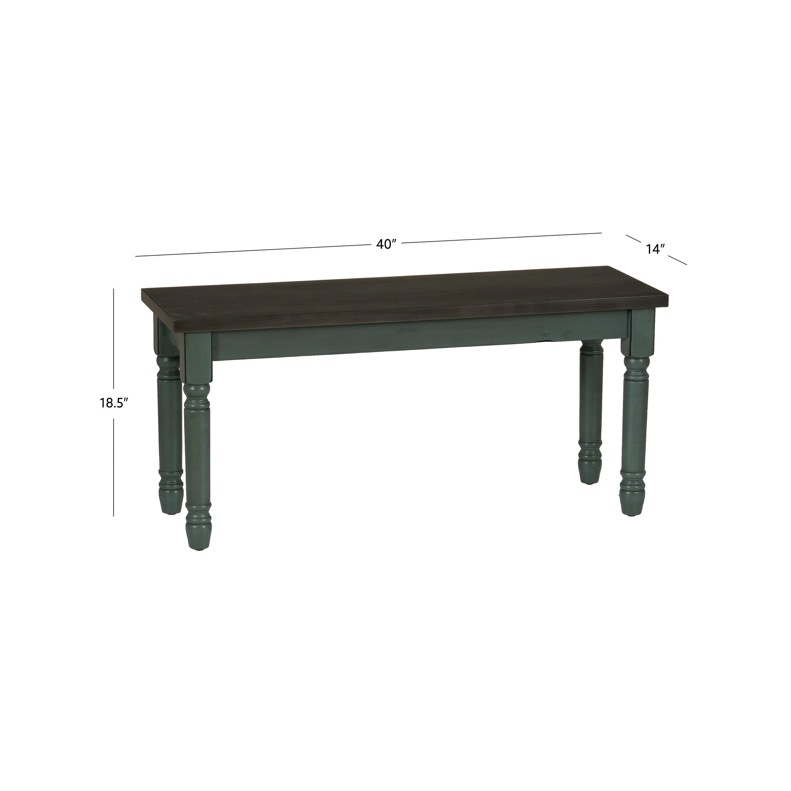 Linon Wesley Dining Bench, Teal Blue, large