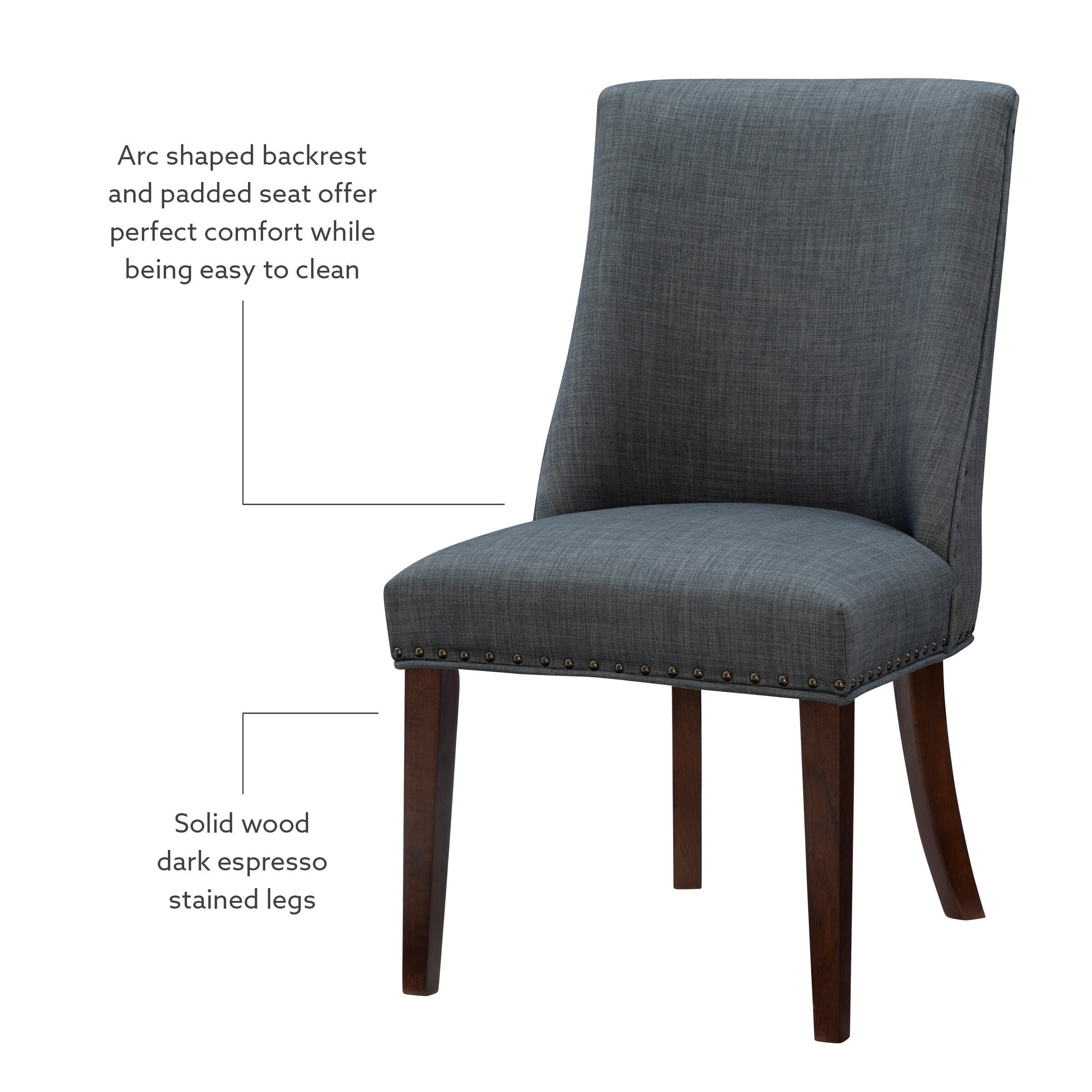 Linon Gentry Dining Chairs (Set of 2), Espresso/Gray, large