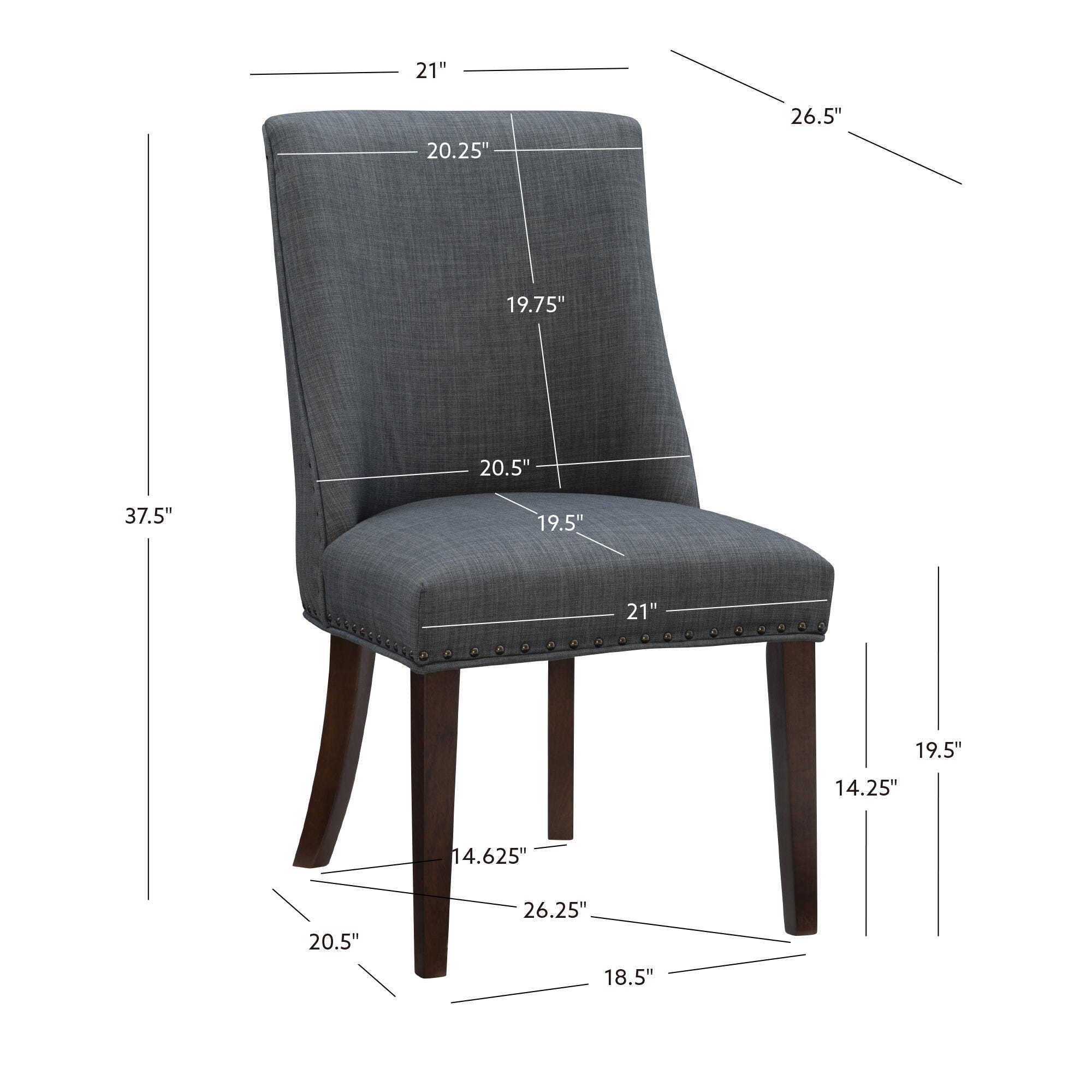 Linon Gentry Dining Chairs (Set of 2), Espresso/Gray, large