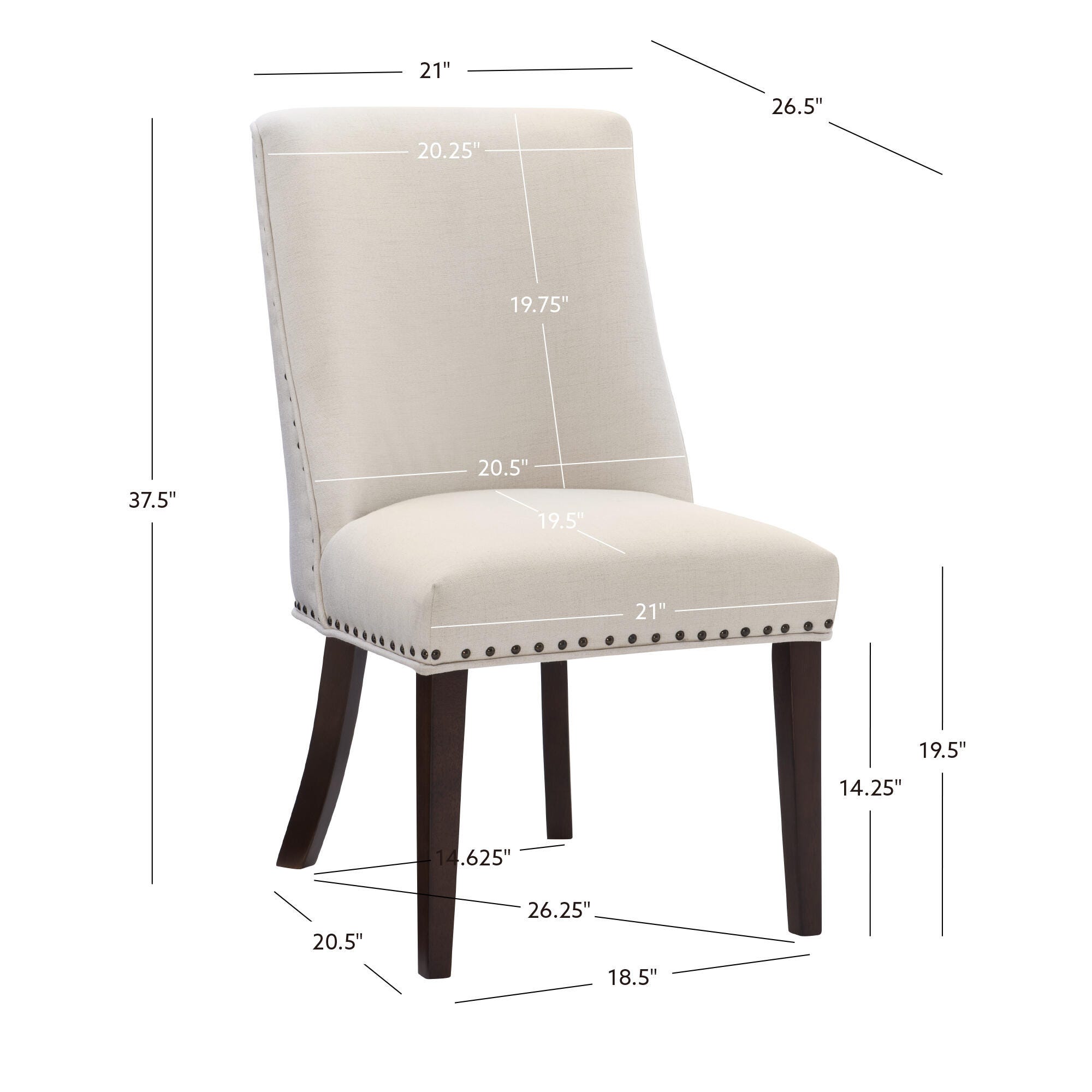 Linon Gentry Dining Chairs (Set of 2), Espresso/Cream, large