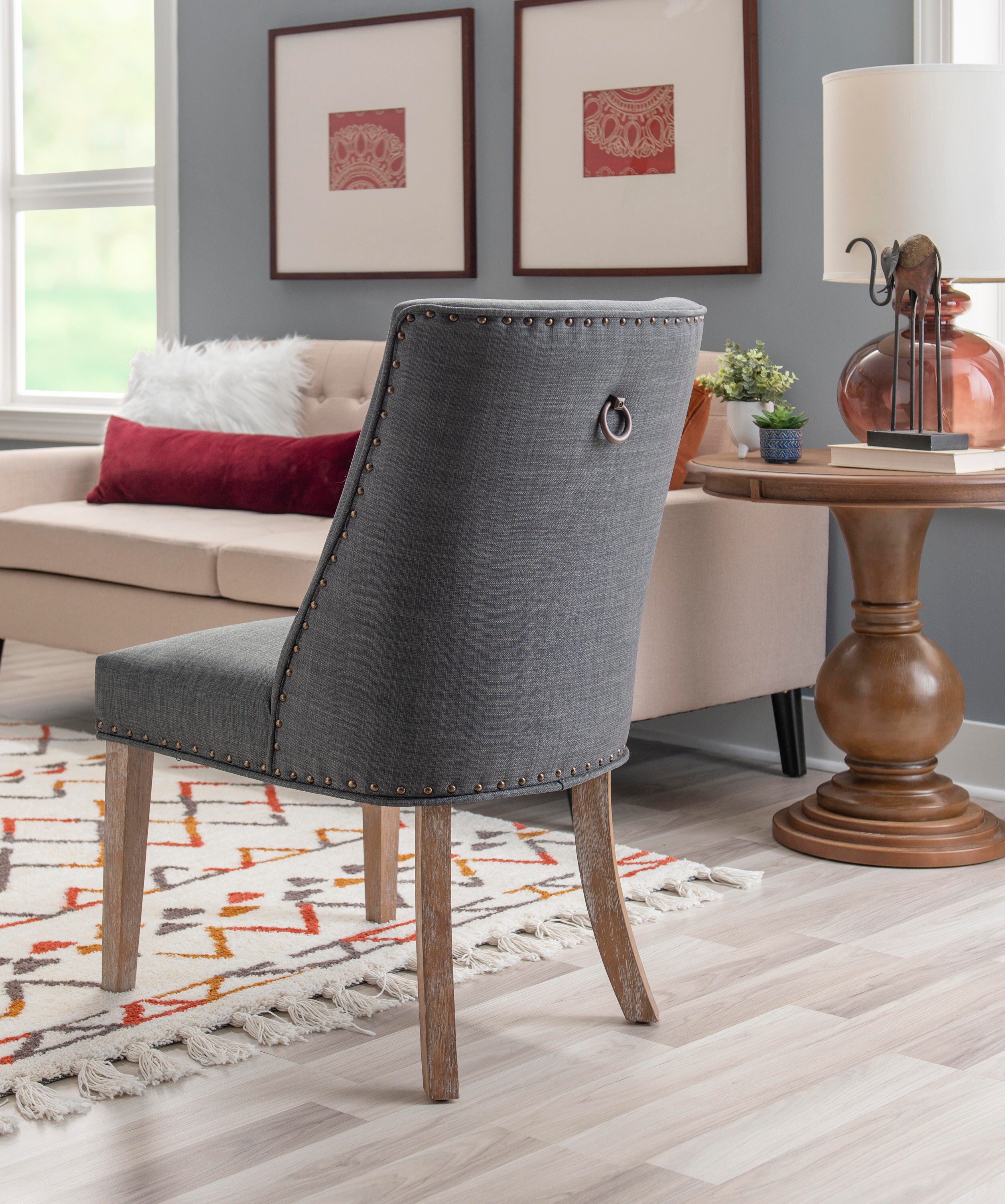 Linon Gentry Dining Chairs (Set of 2), Gray/Natural, large