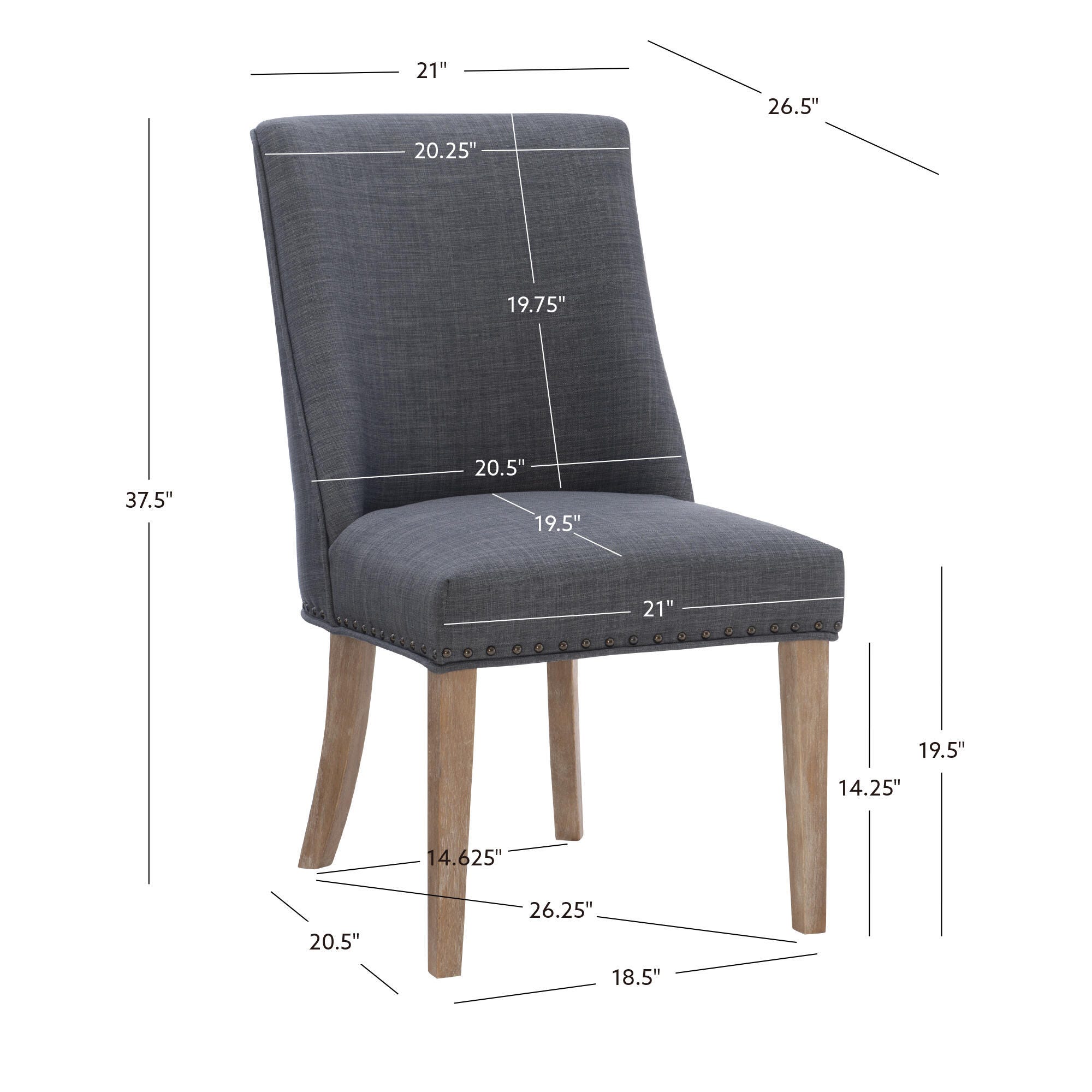 Linon Gentry Dining Chairs (Set of 2), Gray/Natural, large