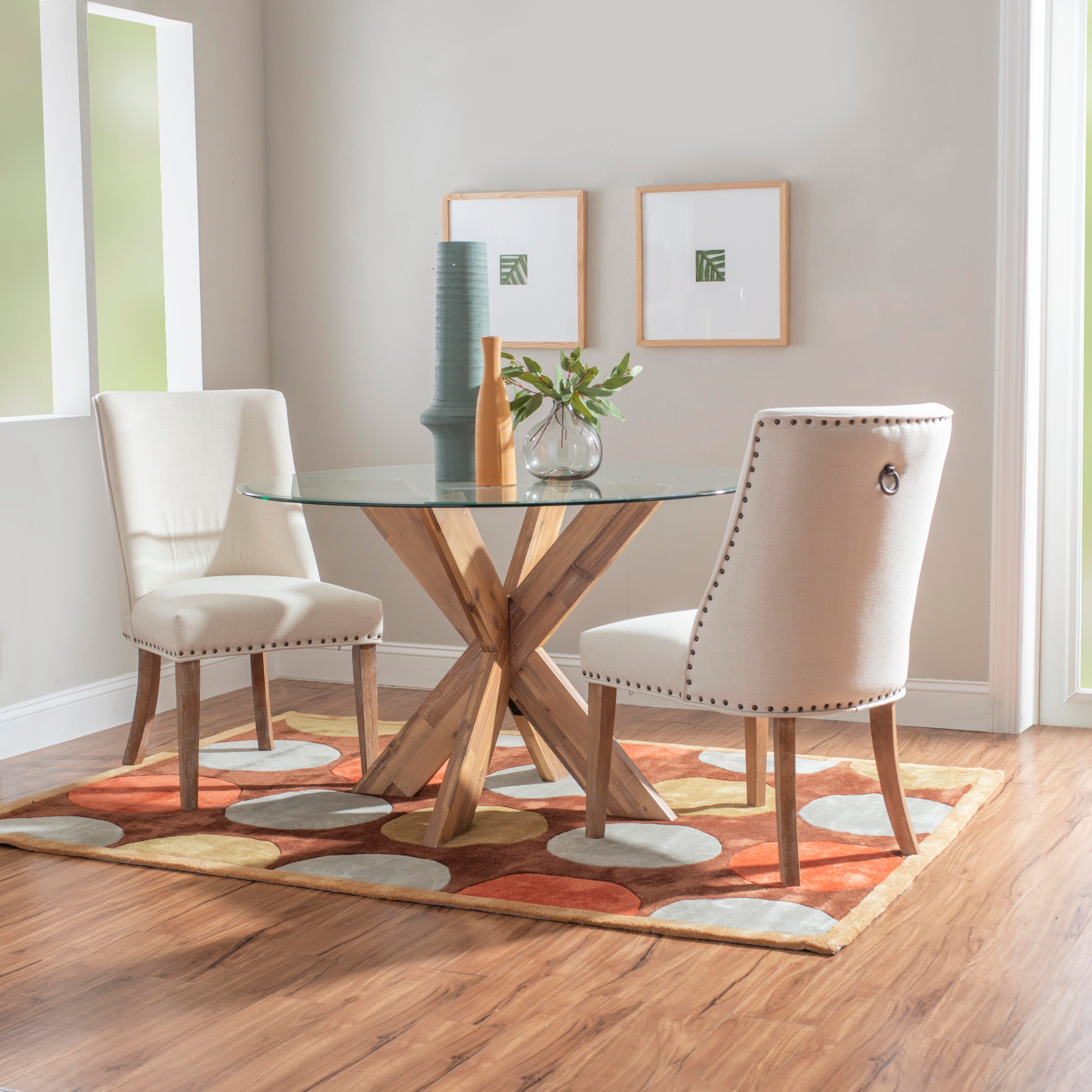 Linon Gentry Dining Chairs (Set of 2), Cream/Tan, large