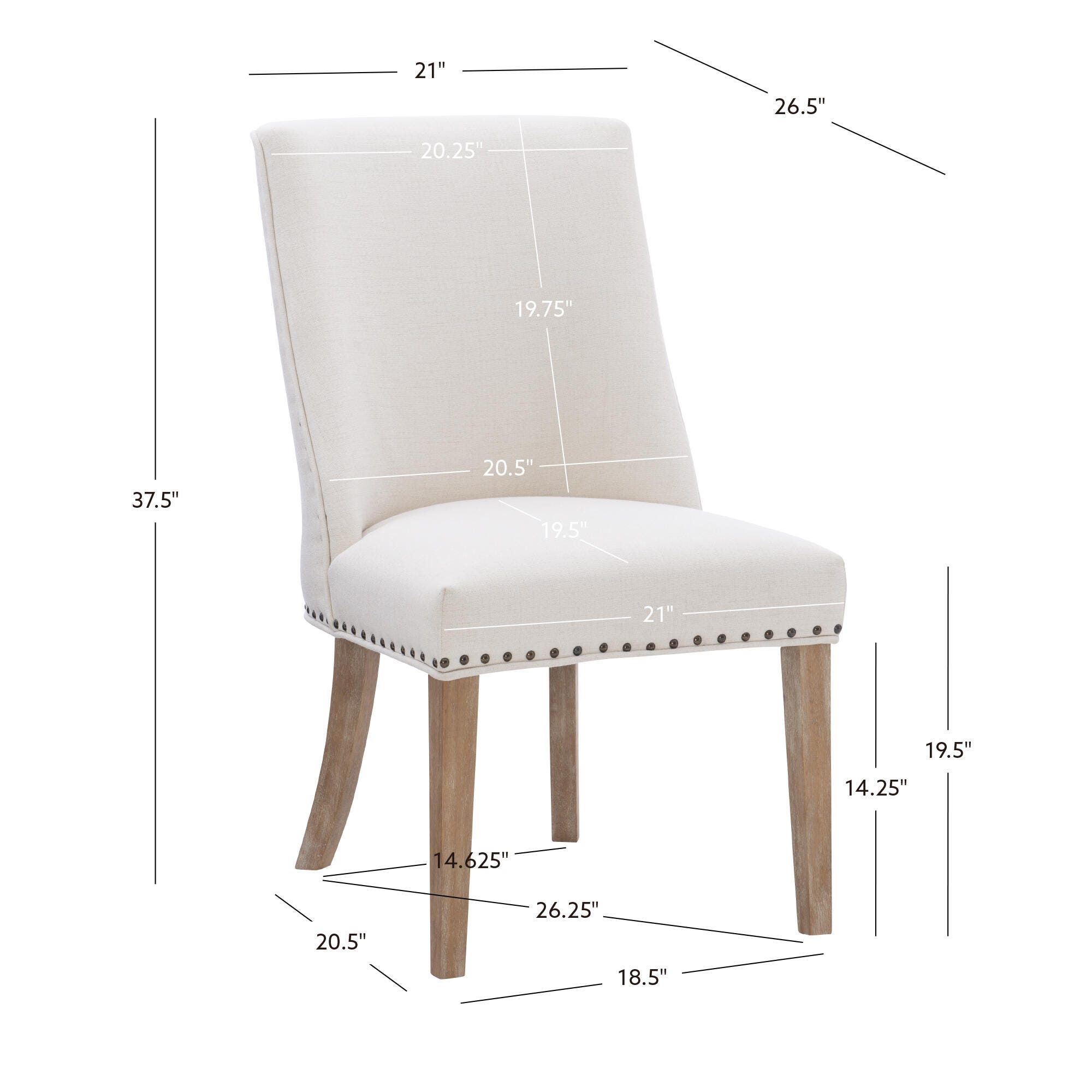 Linon Gentry Dining Chairs (Set of 2), Cream/Tan, large