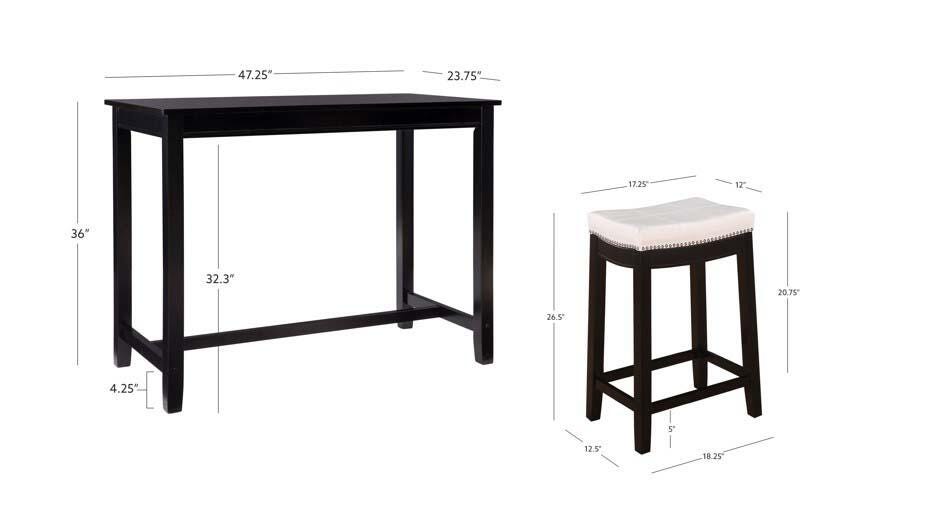 Linon Claridge Three Piece Counter Set, White, large