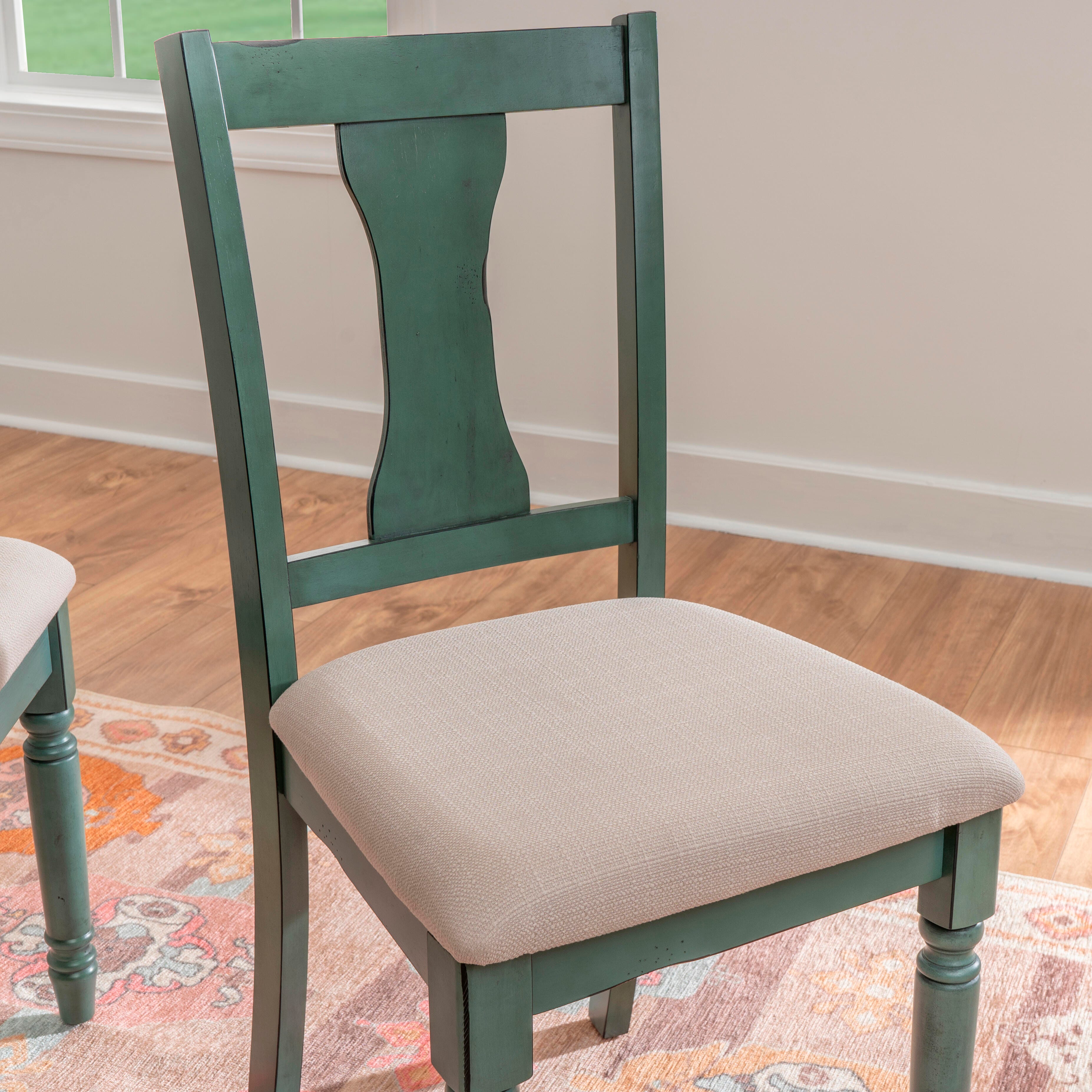 Linon Wesley Dining Chairs (Set of 2), Teal Blue, large
