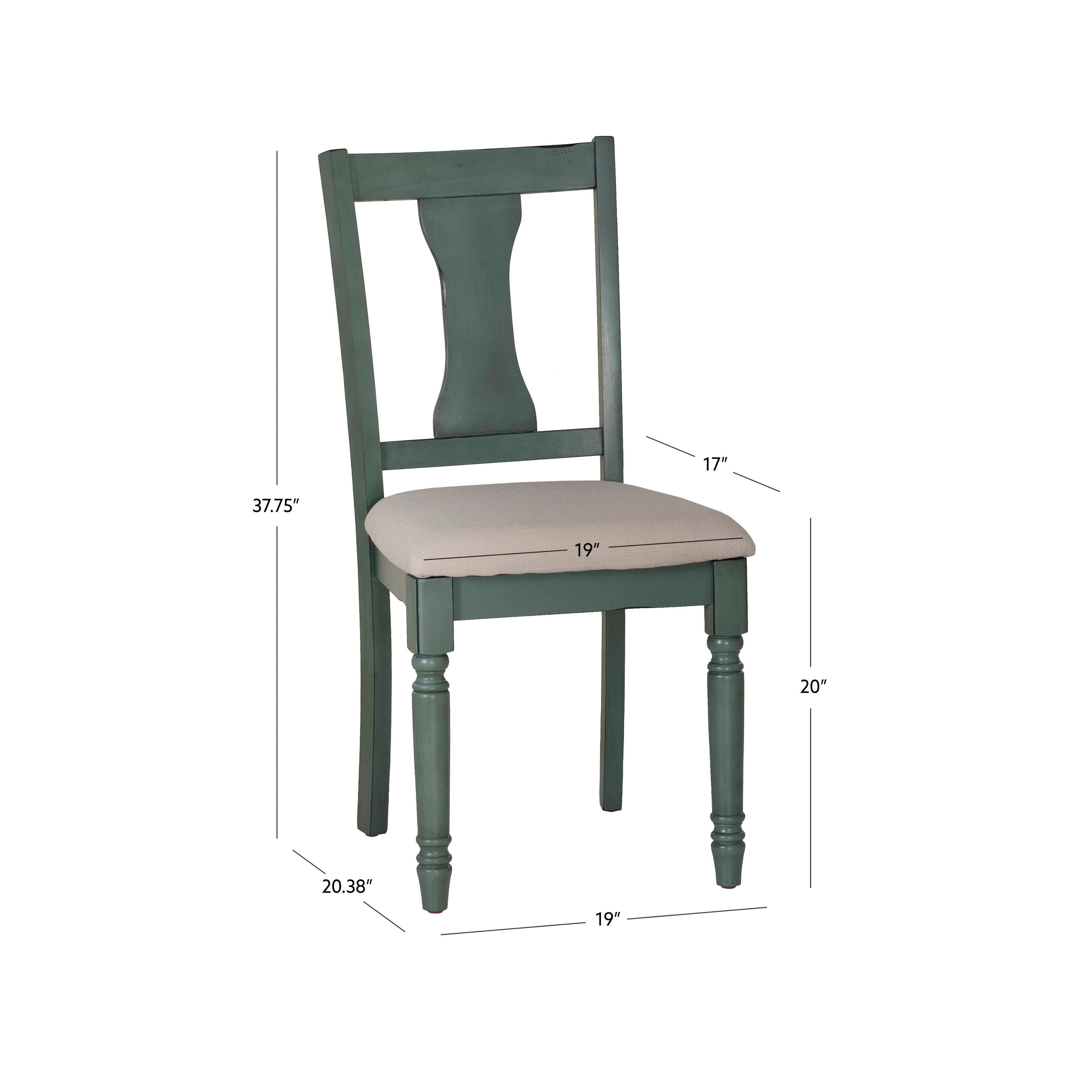 Linon Wesley Dining Chairs (Set of 2), Teal Blue, large