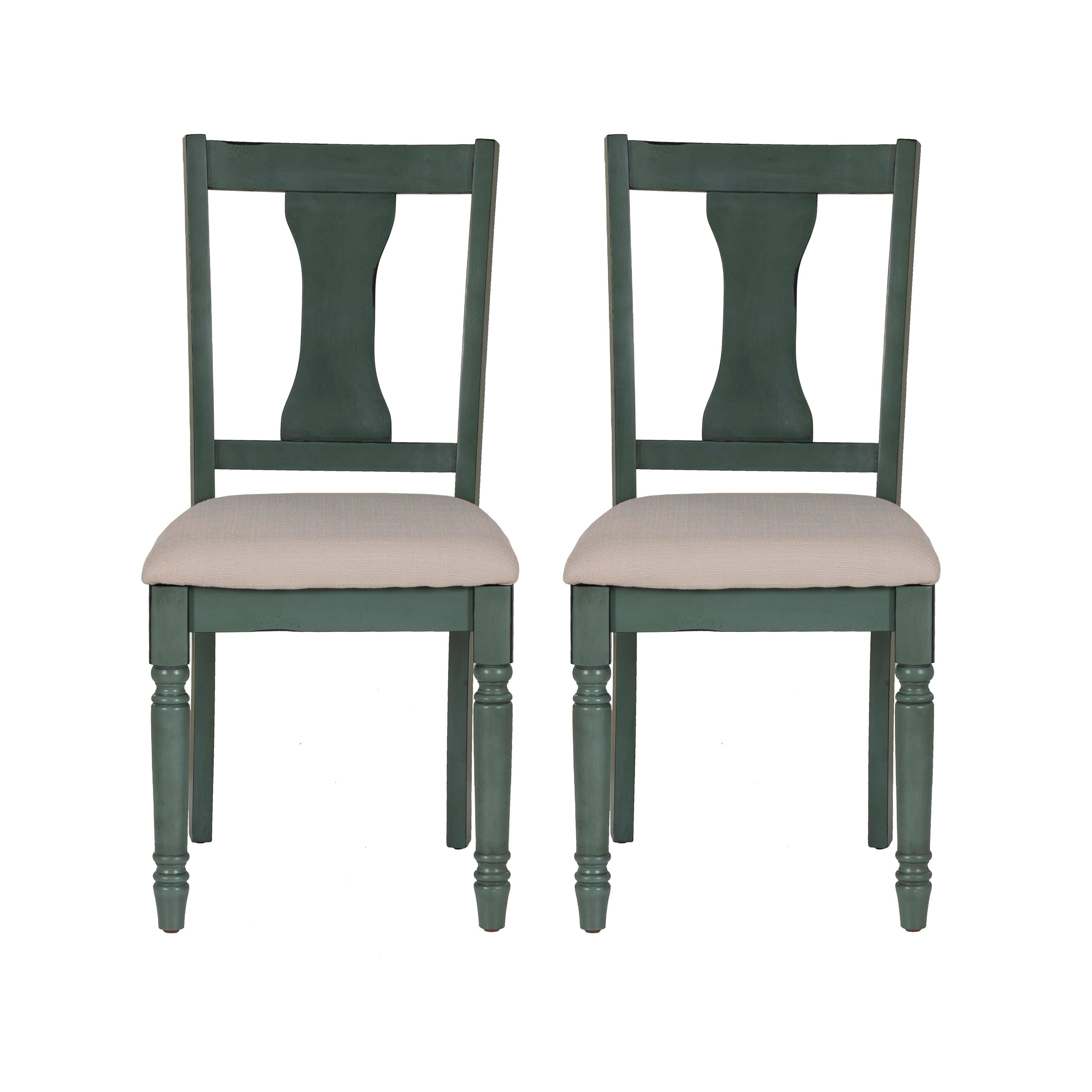 Linon Wesley Dining Chairs (Set of 2), Teal Blue, large
