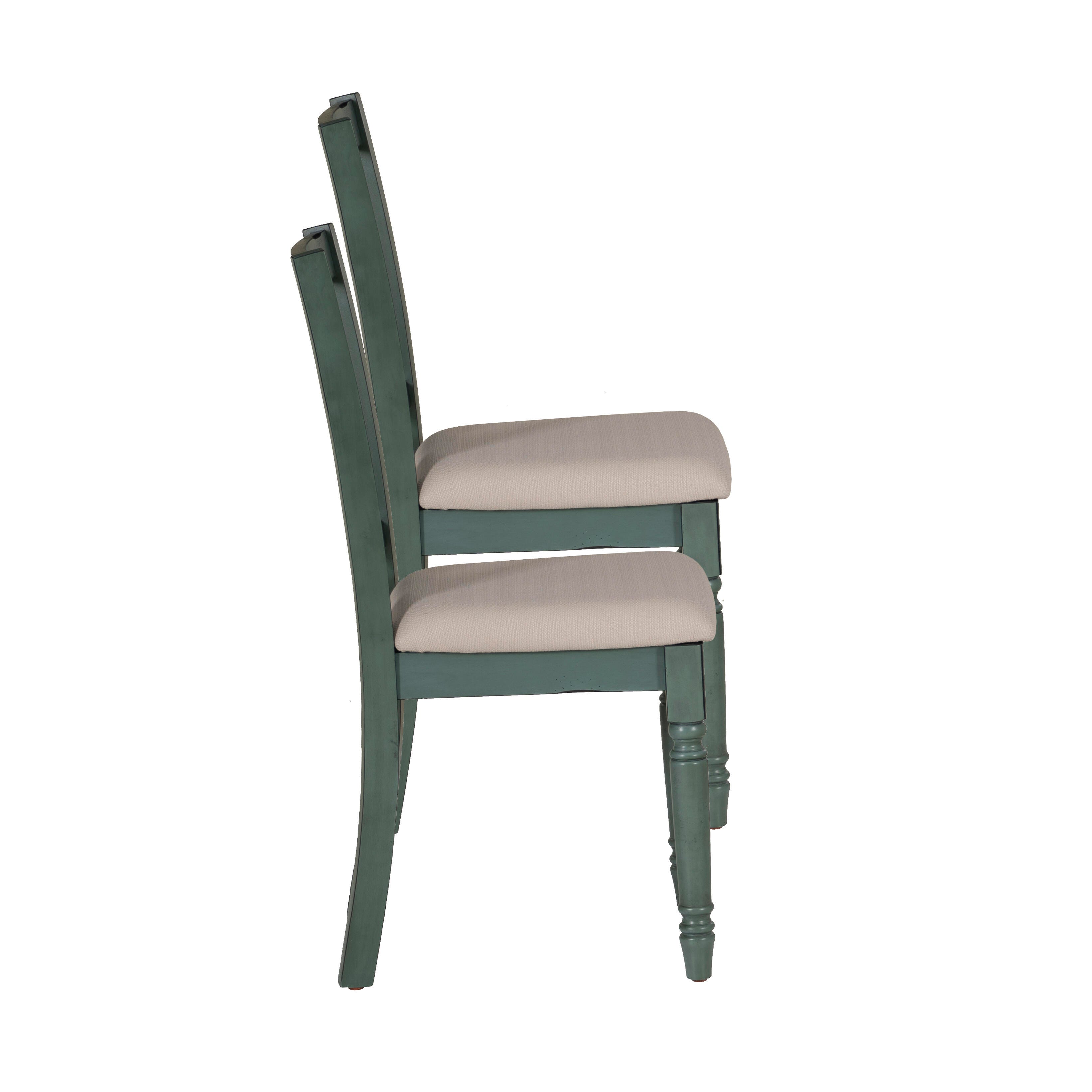 Linon Wesley Dining Chairs (Set of 2), Teal Blue, large