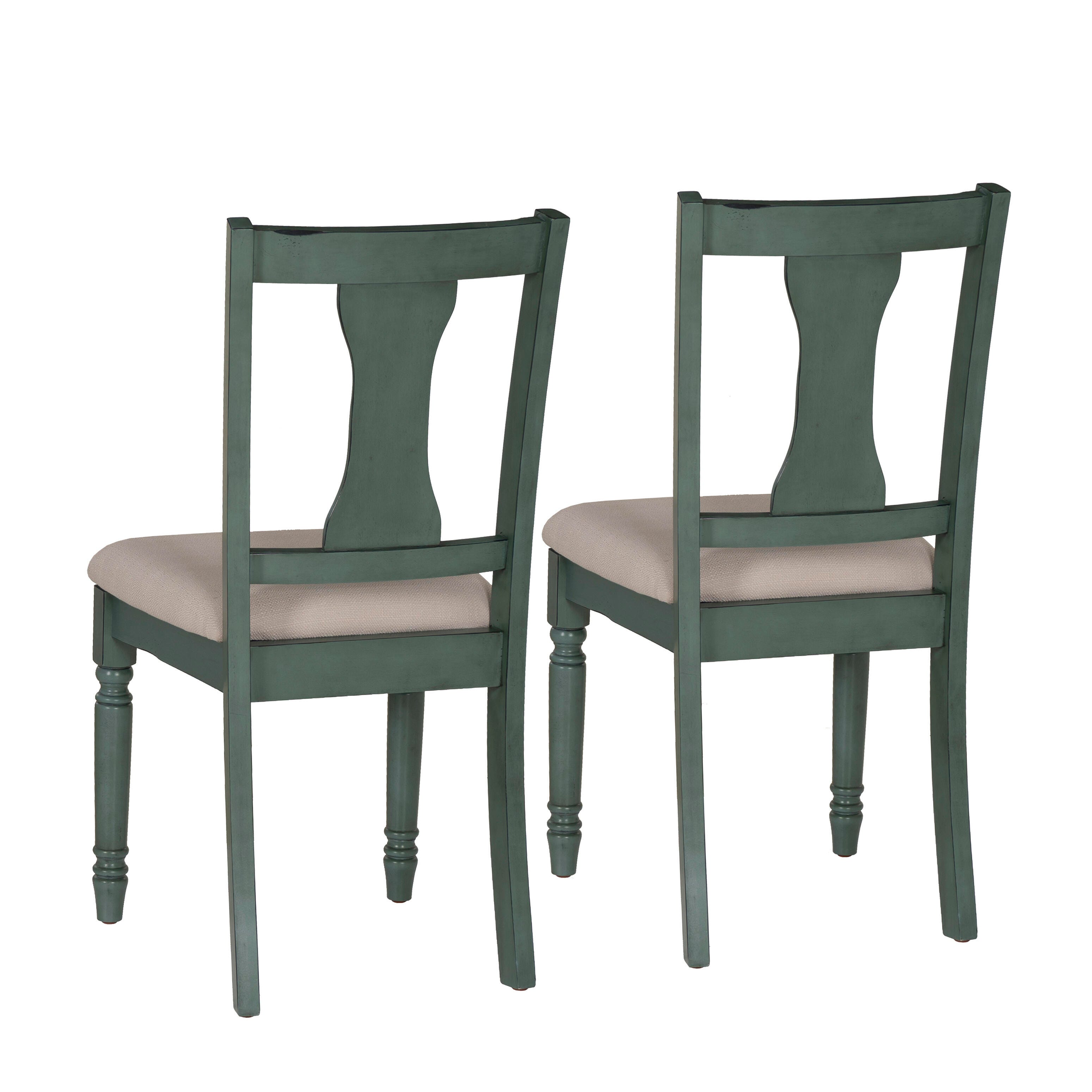 Linon Wesley Dining Chairs (Set of 2), Teal Blue, large