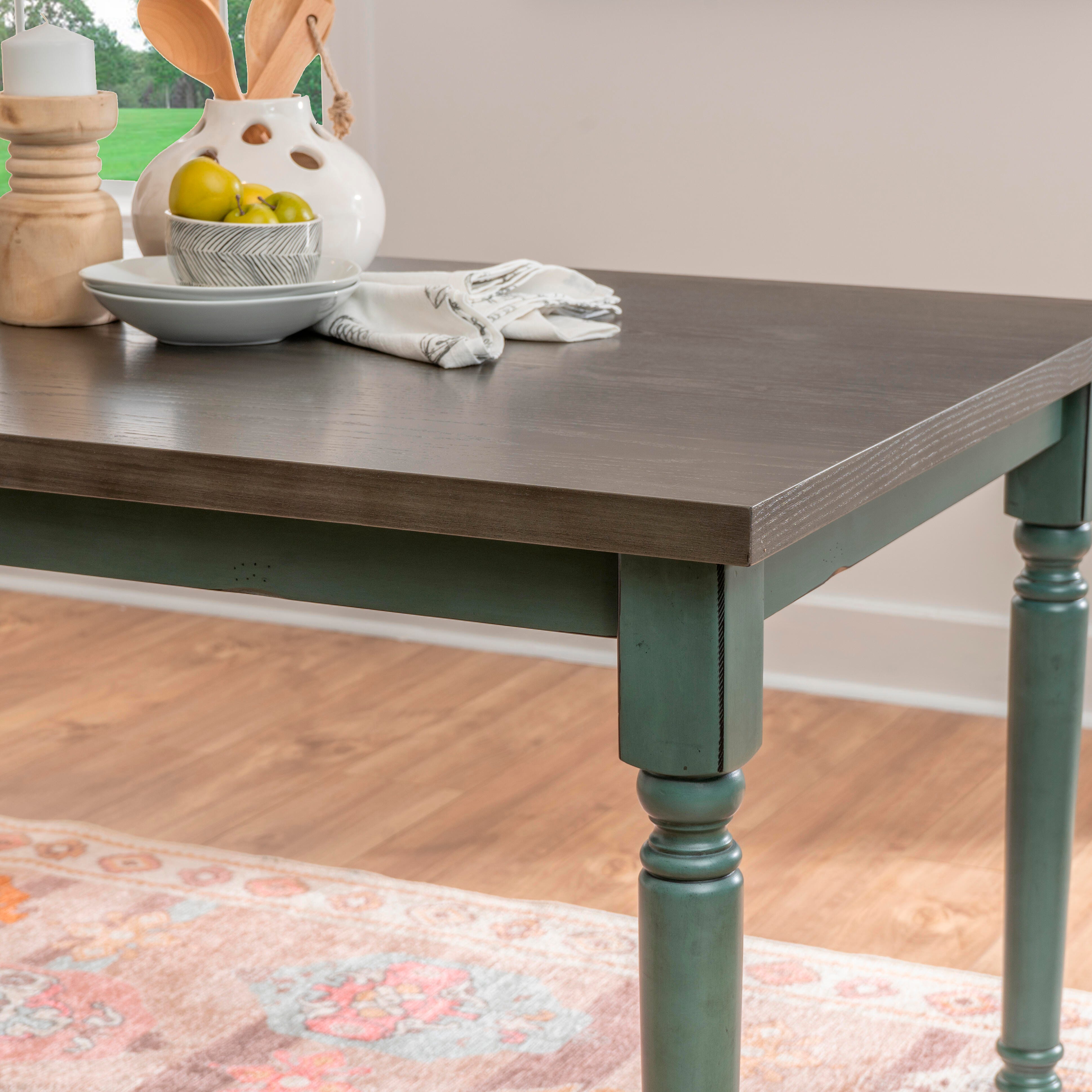 Linon Wesley Dining Table, Teal Blue, large