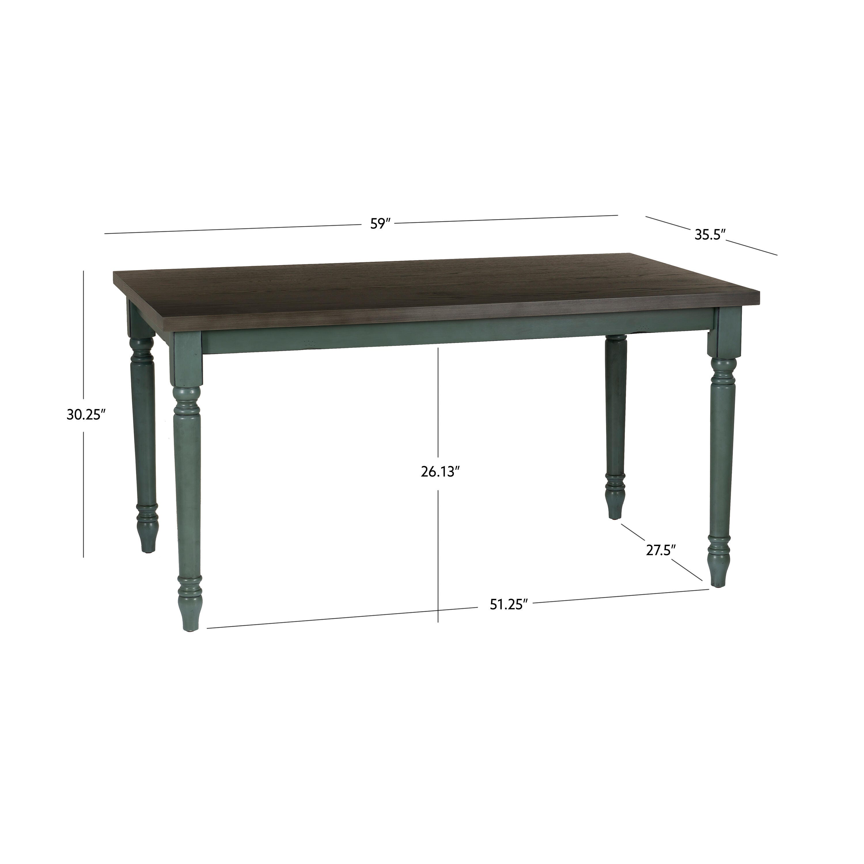 Linon Wesley Dining Table, Teal Blue, large