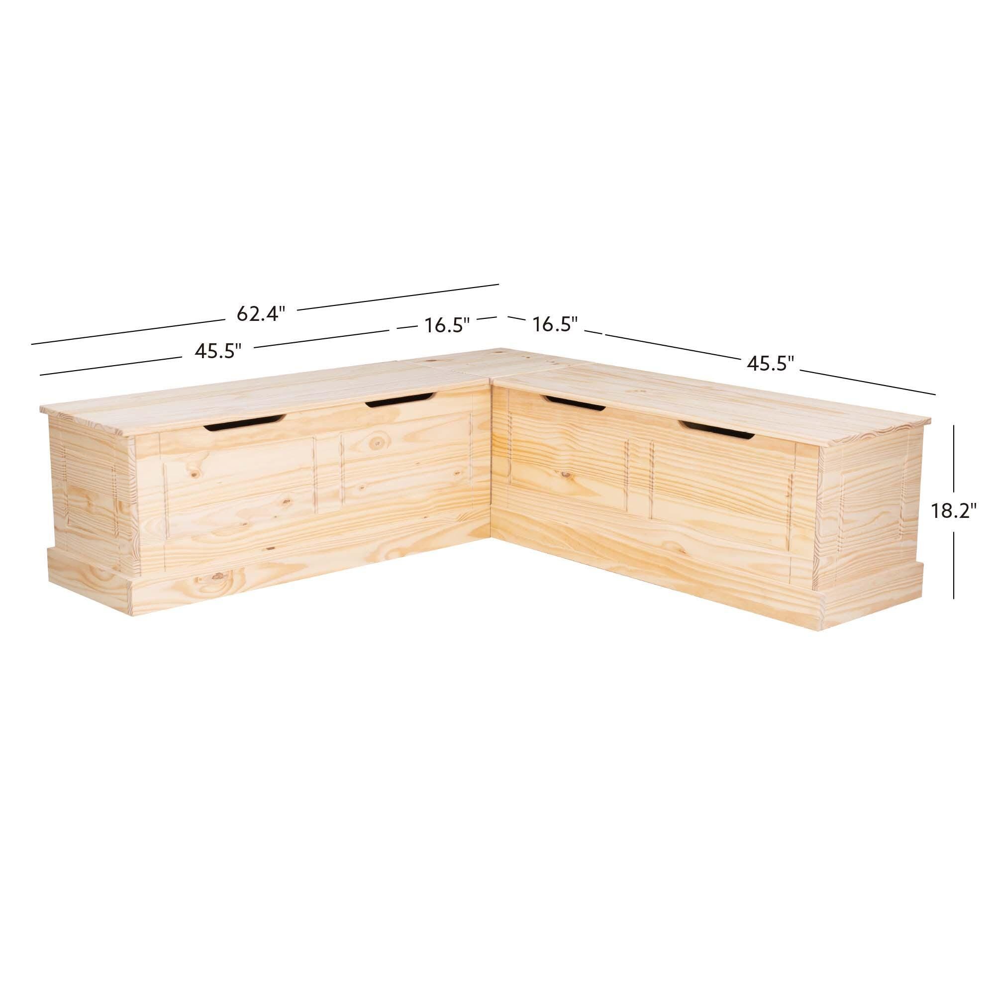 Linon Landin Backless Dining Nook, Unfinished, large