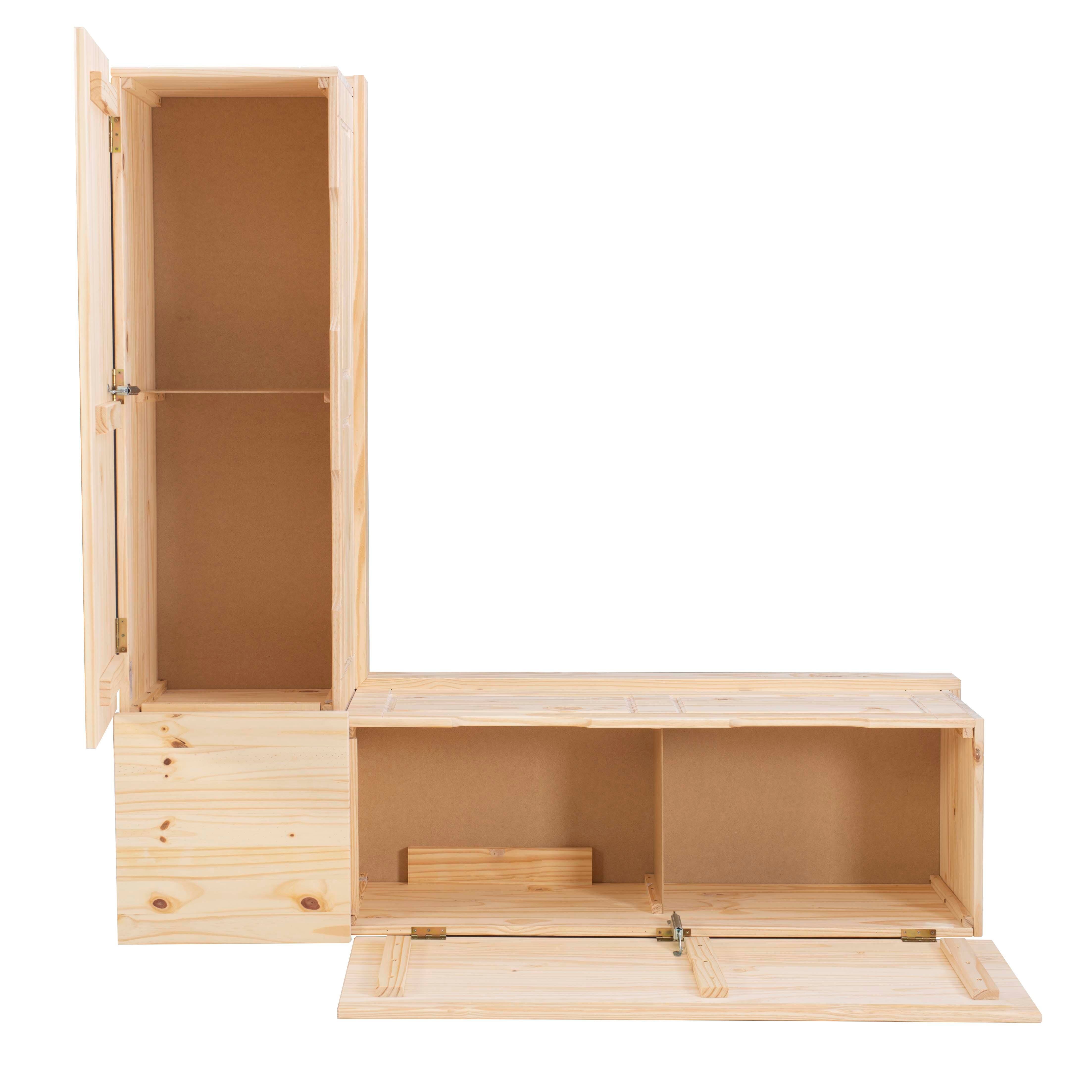 Linon Landin Backless Dining Nook, Unfinished, large